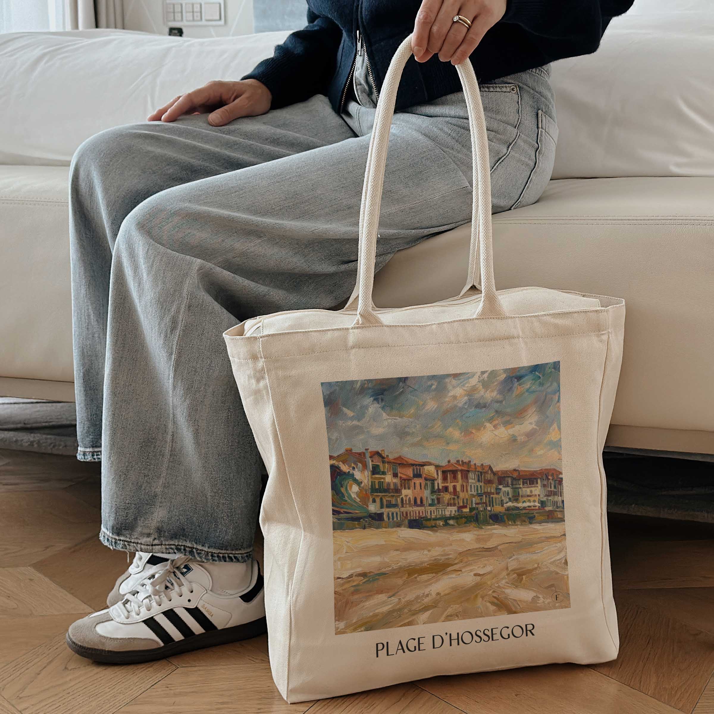 plage-d'hossegor-côte-landaise-frankreich-einkaufstasche-oil-painting-oelgemaelde