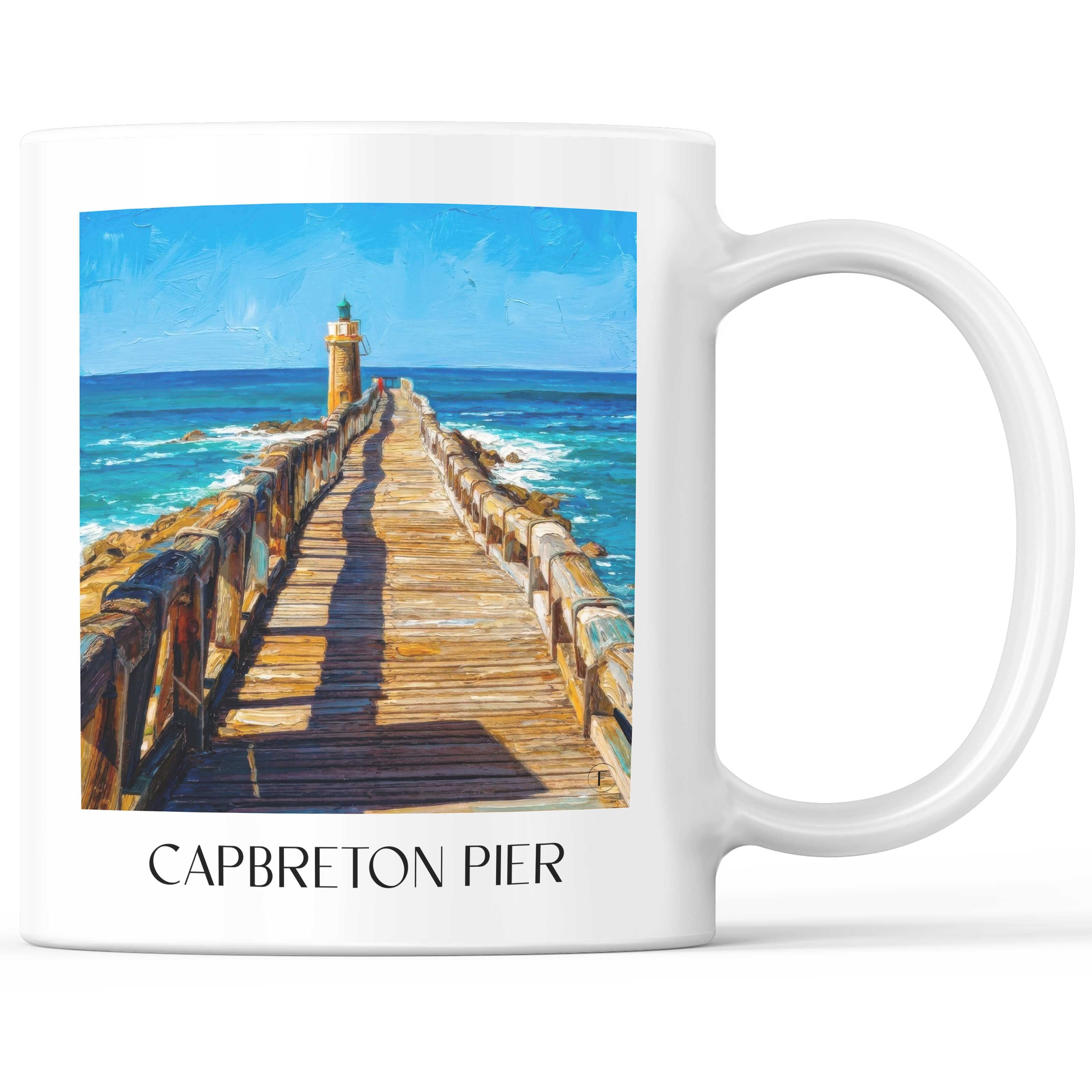 Estacade de Capbreton Kaffeebecher - Côte Landaise - Frankreich Becher - Kaffeetasse im Ölgemälde Stil