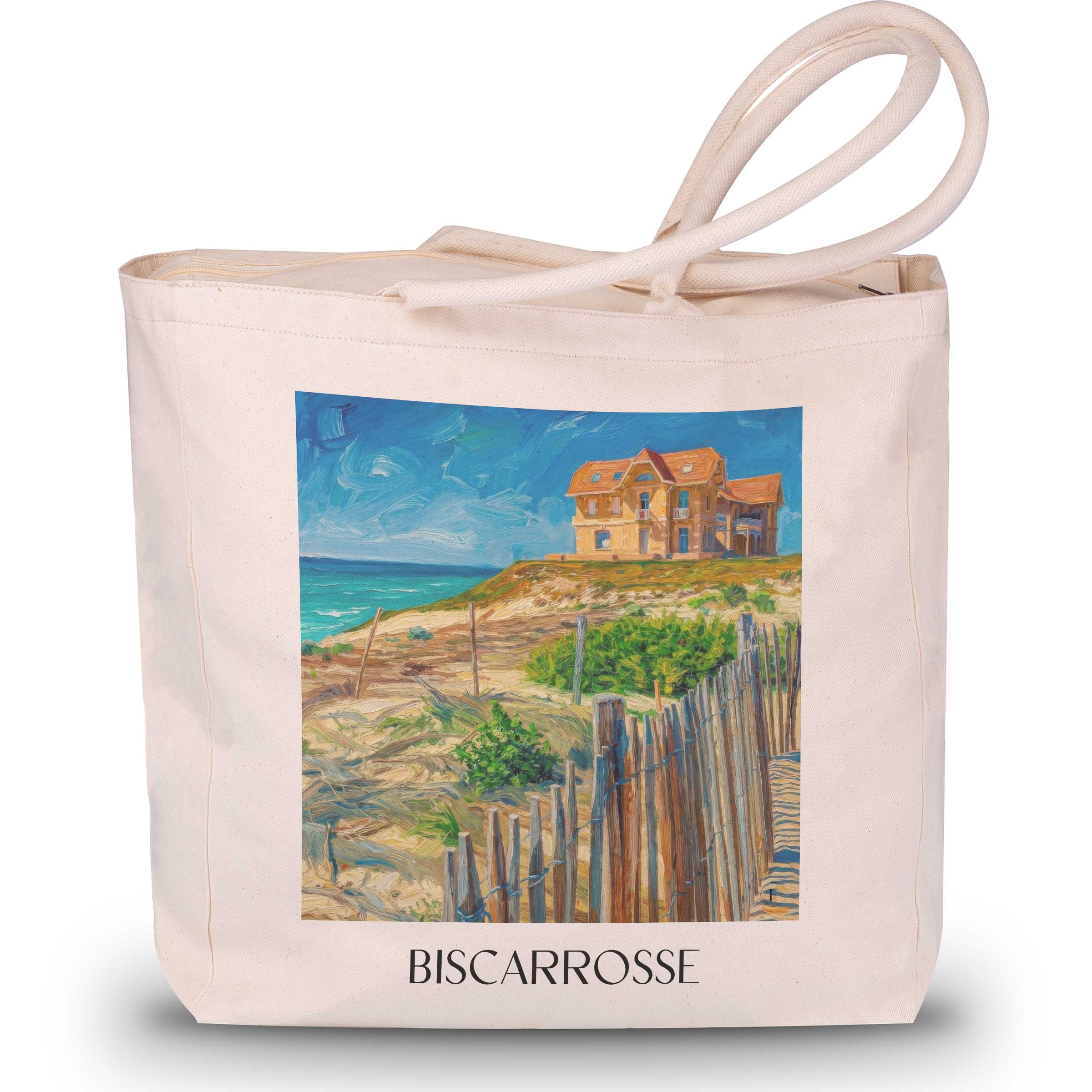biscarrosse-côte-landaise-frankreich-einkaufstasche-oil-painting-oelgemaelde