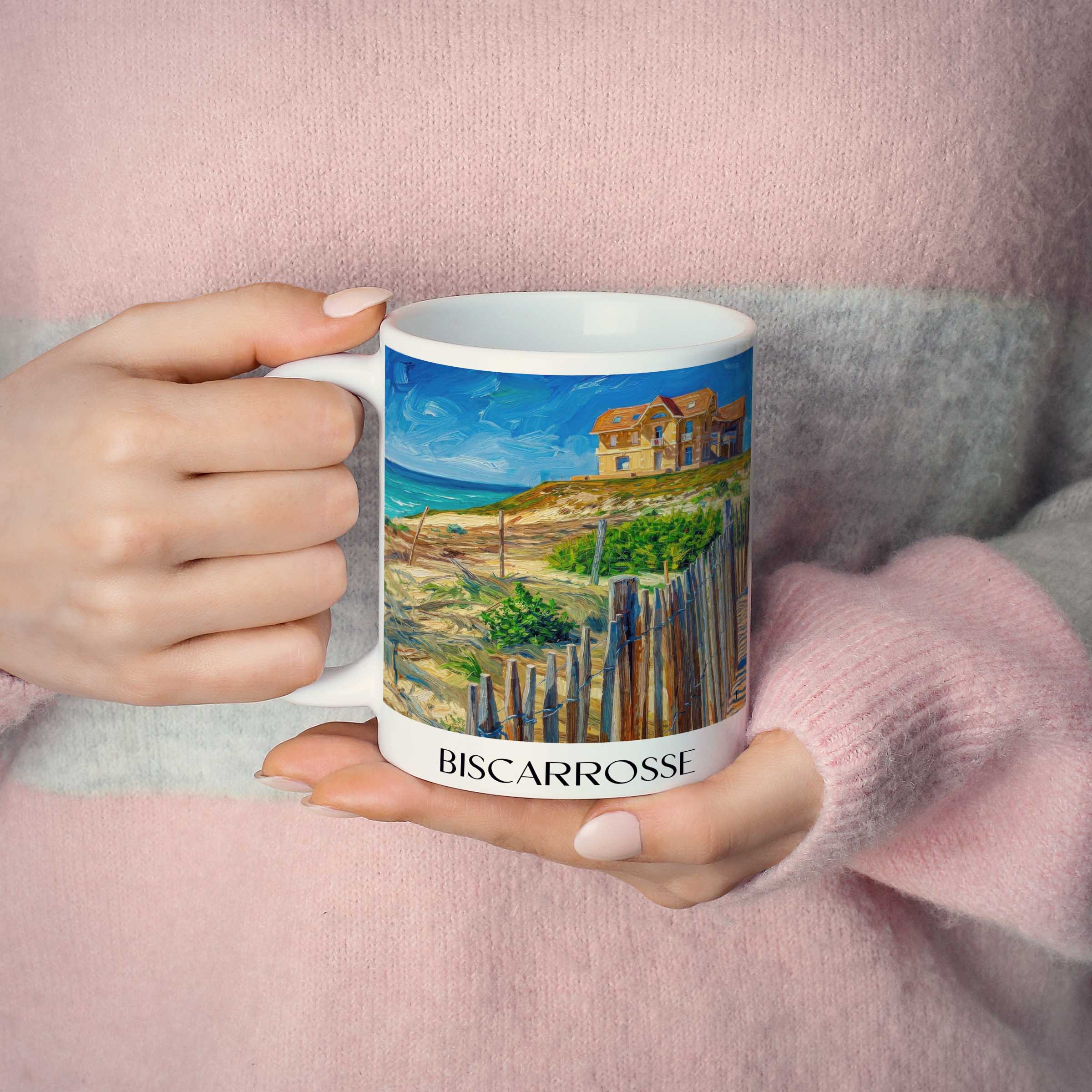 biscarrosse-côte-landaise-frankreich-kaffeebecher-oil-painting-oelgemaelde