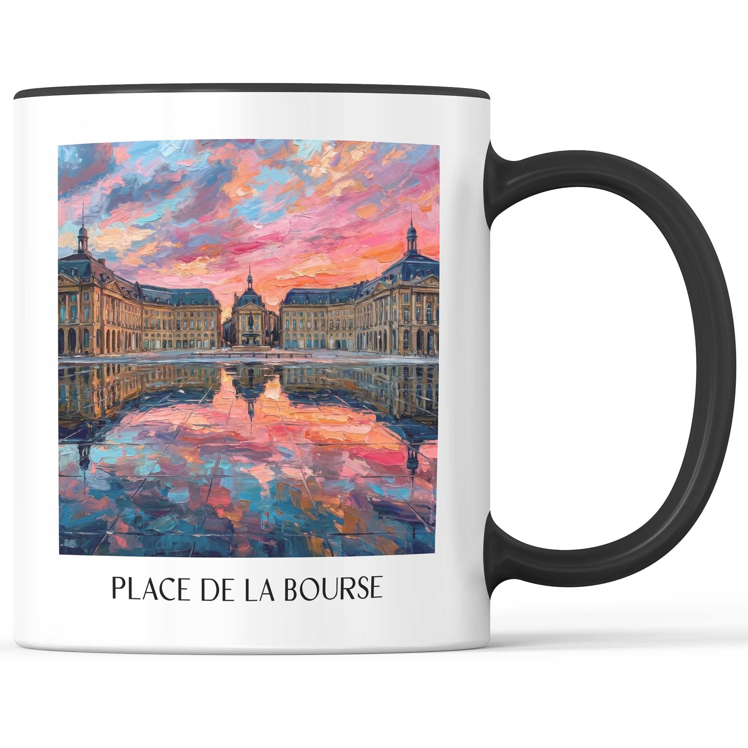 Place de la Bourse Kaffeebecher - Bordeaux - Frankreich Becher - Kaffeetasse im Ölgemälde Stil