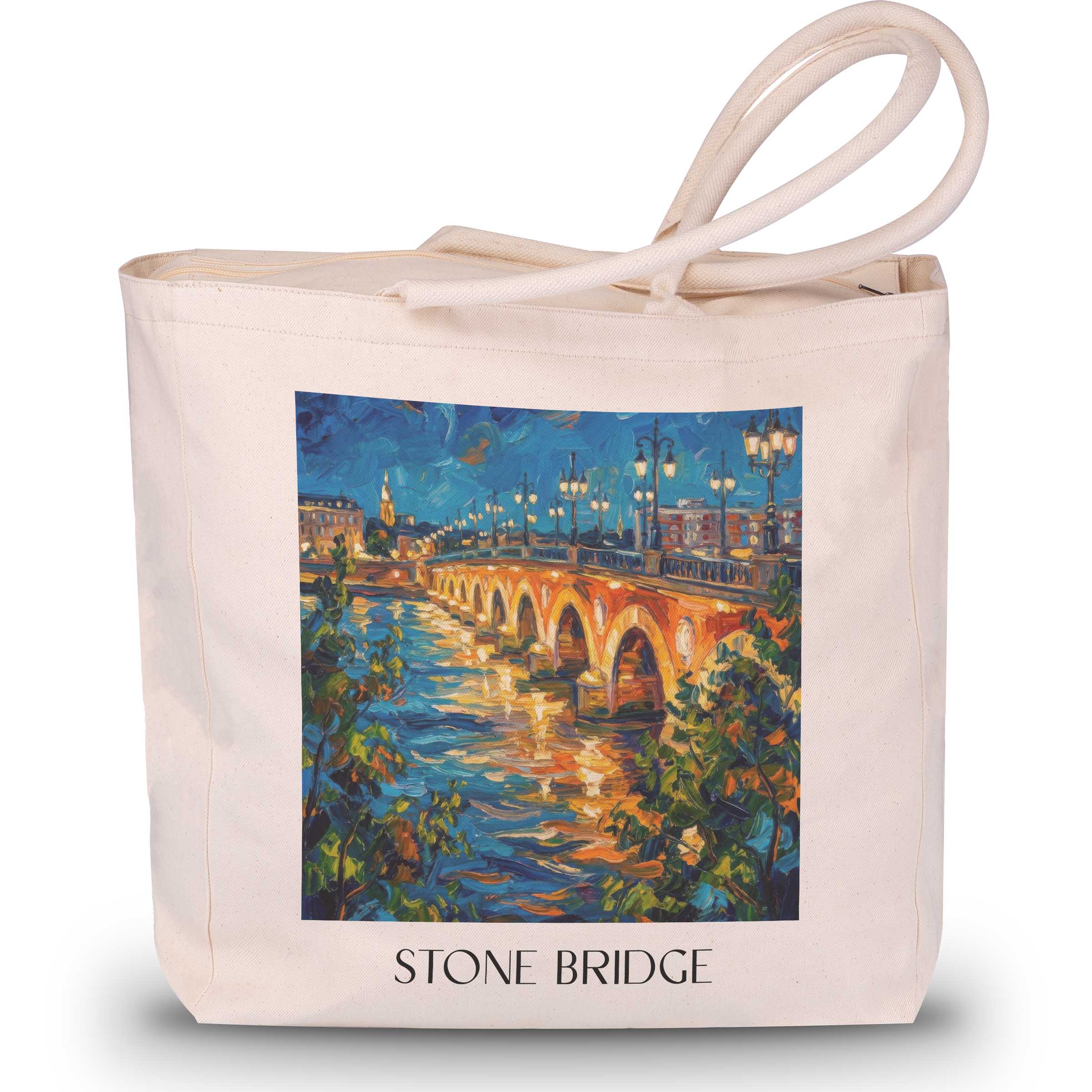 Pont de Pierre Shopping Tasche - Bordeaux - Frankreich Tote Bag - Einkaufstasche im Ölgemälde Stil