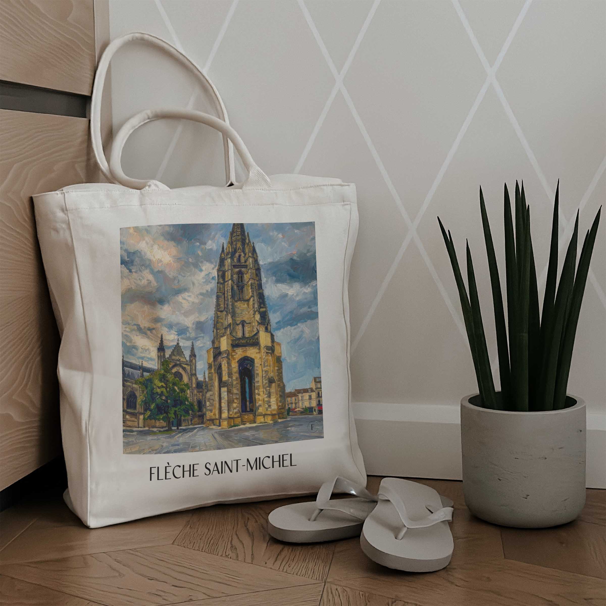 flèche-saint-michel-bordeaux-frankreich-einkaufstasche-oil-painting-oelgemaelde