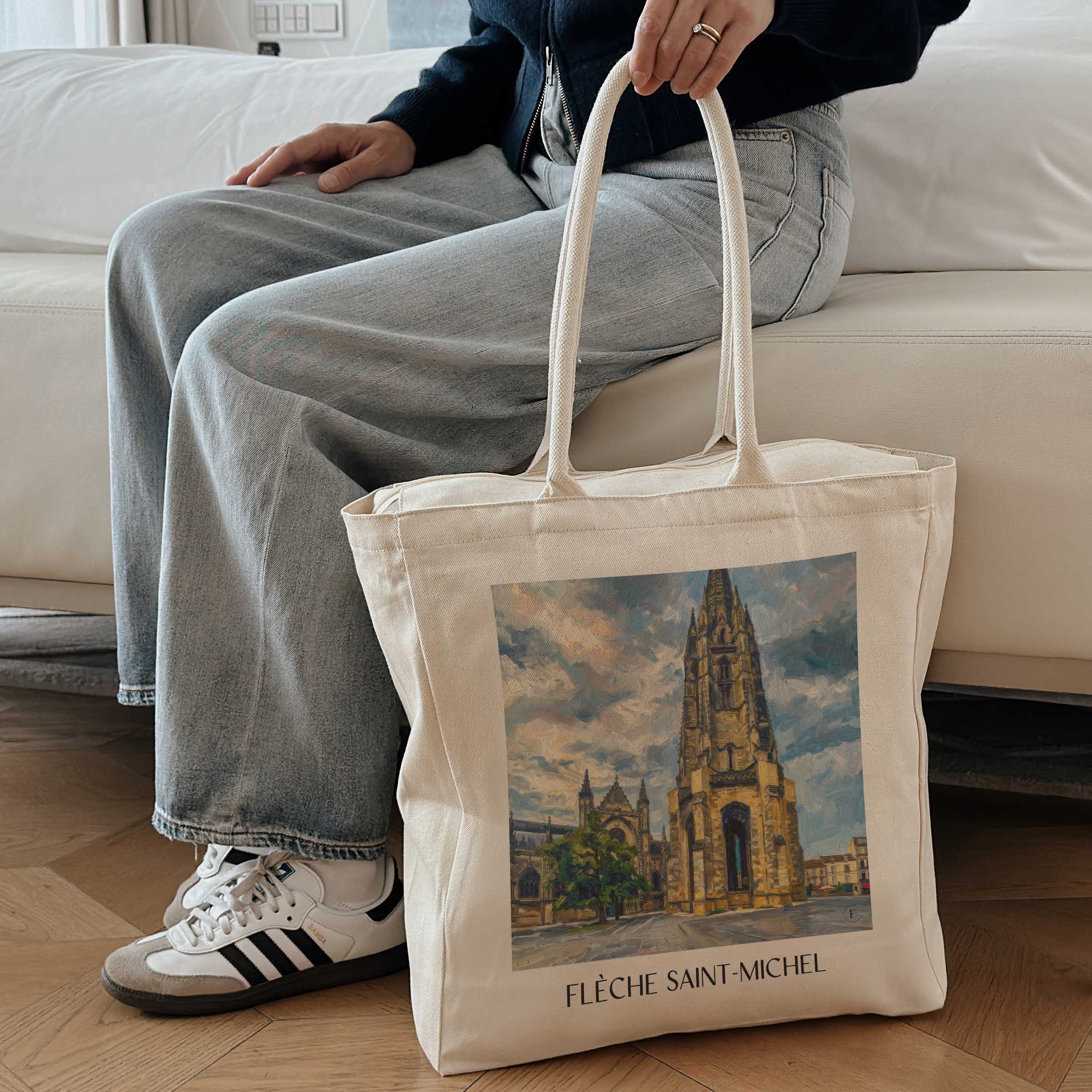flèche-saint-michel-bordeaux-frankreich-einkaufstasche-oil-painting-oelgemaelde