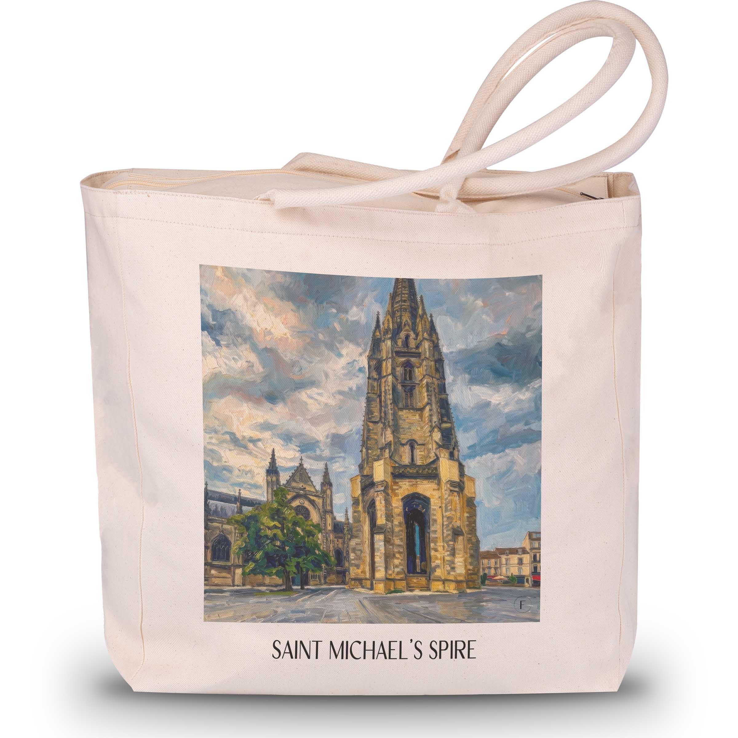 Flèche Saint-Michel Shopping Tasche - Bordeaux - Frankreich Tote Bag - Einkaufstasche im Ölgemälde Stil
