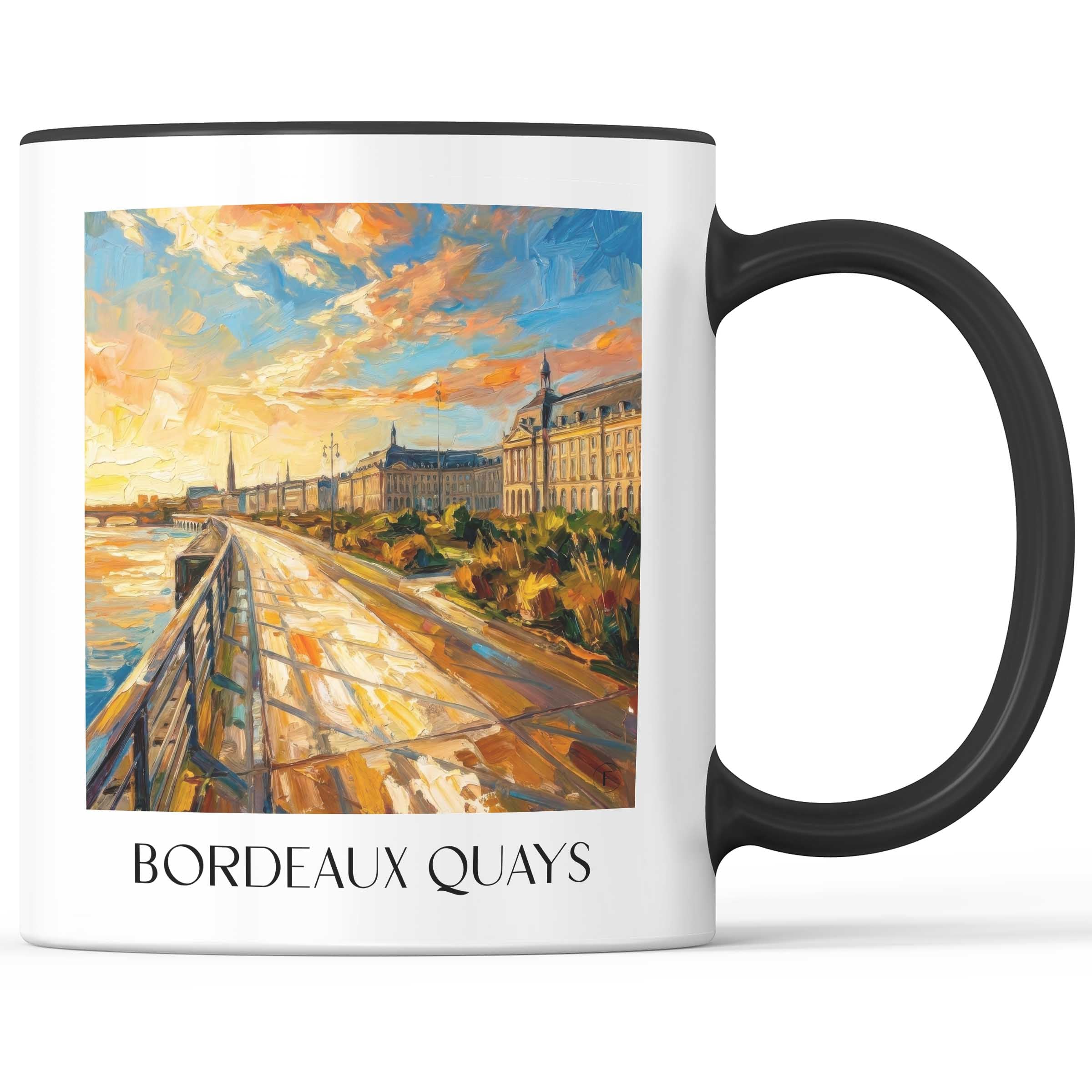 Quais de Bordeaux Kaffeebecher - Gironde - Frankreich Becher - Kaffeetasse im Ölgemälde Stil