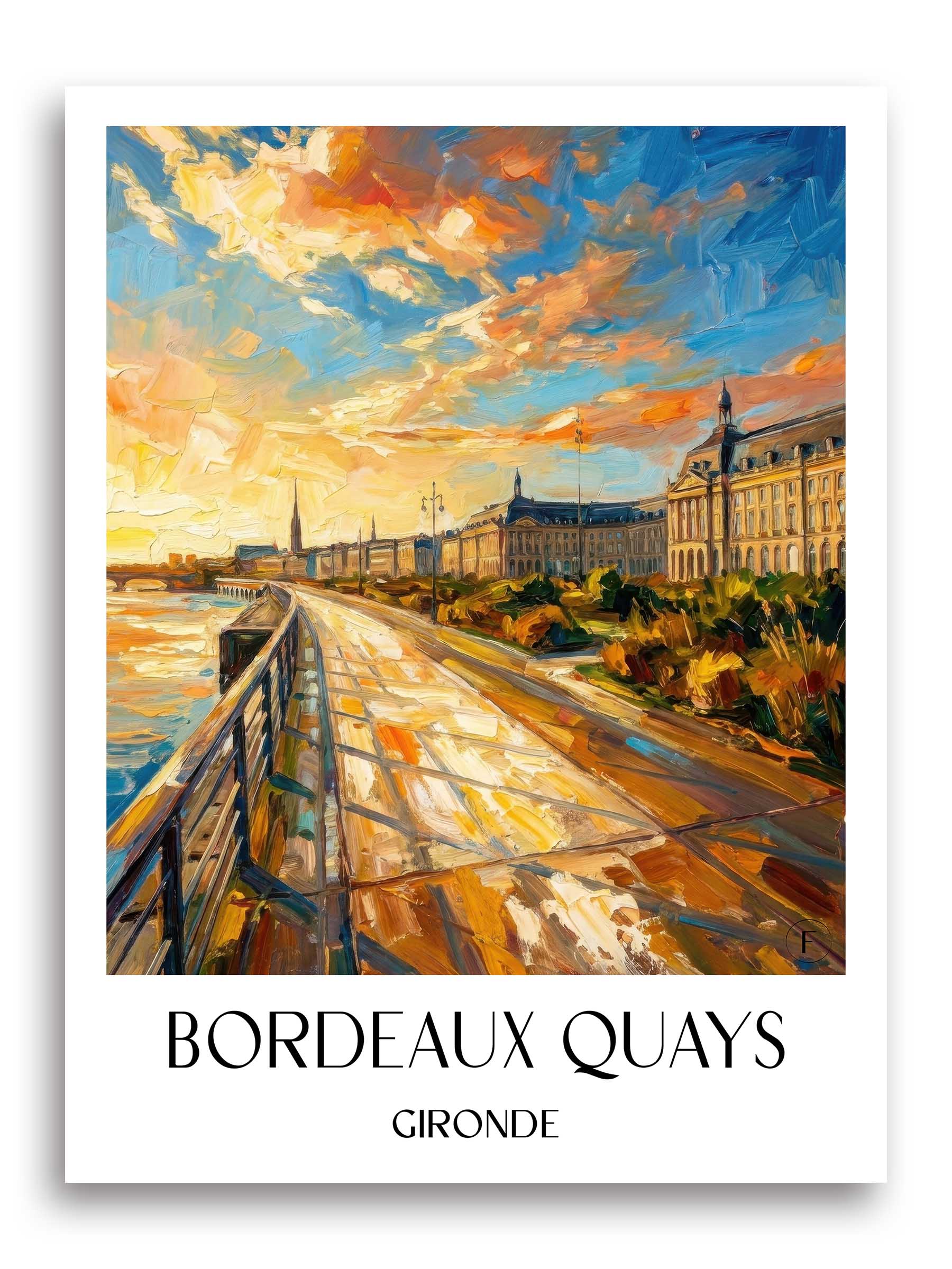 Quais de Bordeaux Poster - Gironde - Frankreich Kunstdruck - Ölgemälde von A4 bis A1