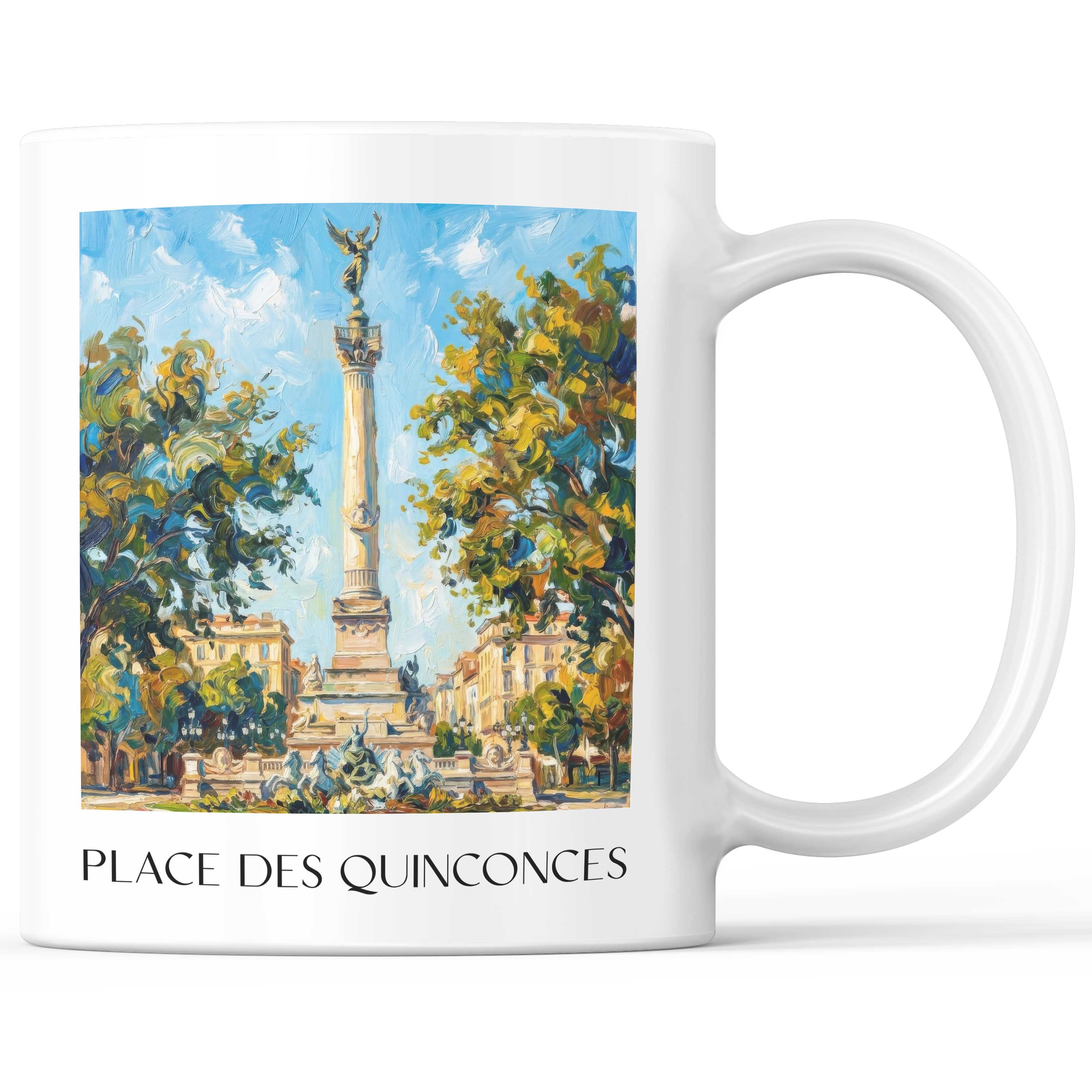 Place des Quinconces Kaffeebecher - Bordeaux - Frankreich Becher - Kaffeetasse im Ölgemälde Stil