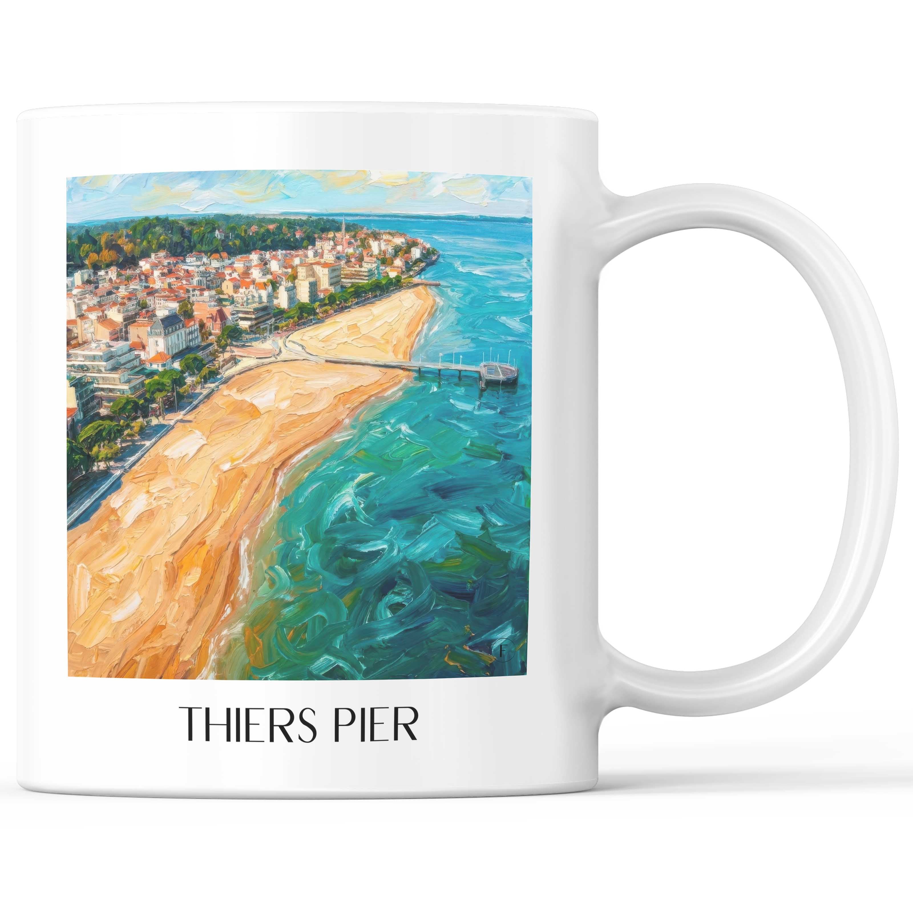 Jetée Thiers Kaffeebecher - Arcachon - Frankreich Becher - Kaffeetasse im Ölgemälde Stil