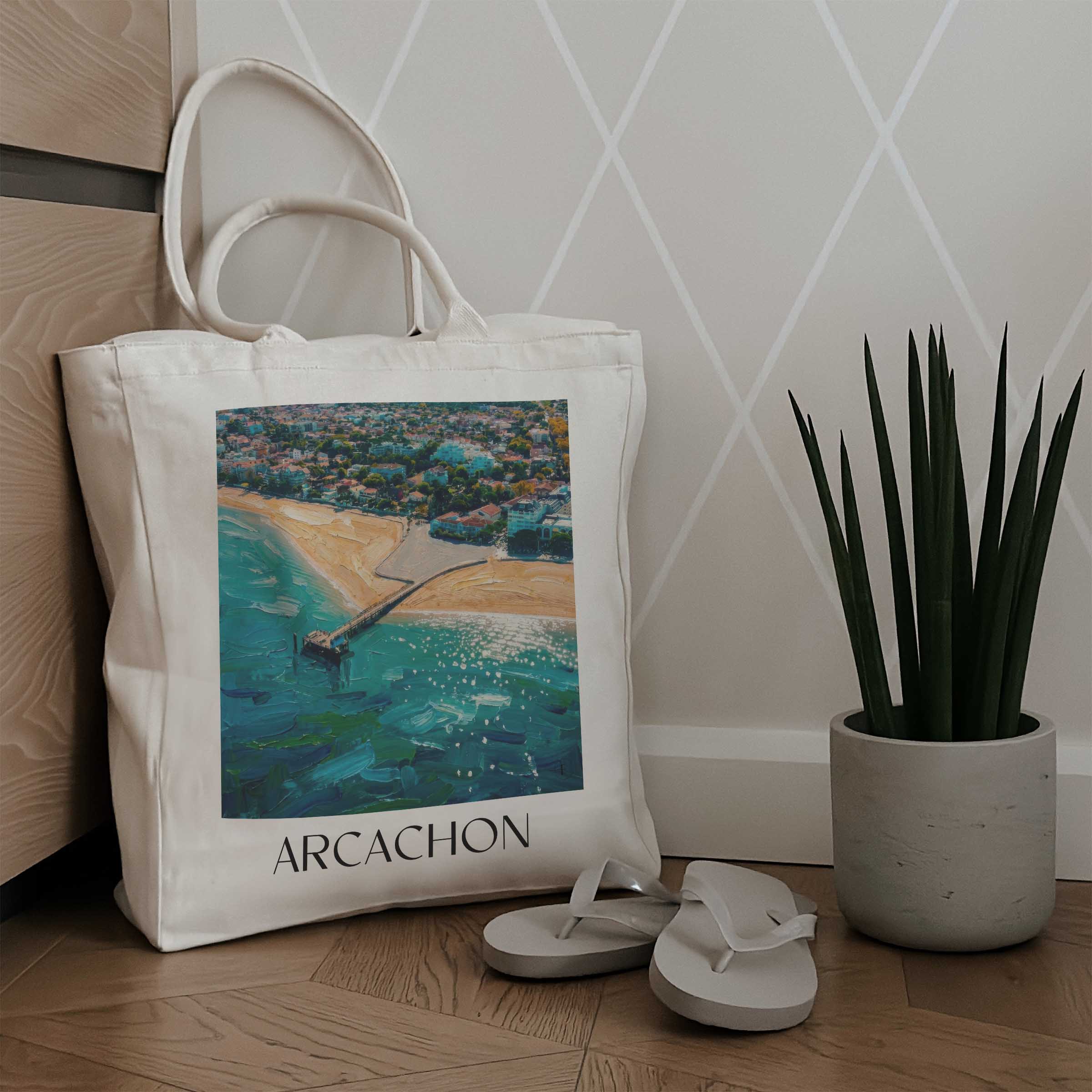 arcachon-gironde-frankreich-einkaufstasche-oil-painting-oelgemaelde