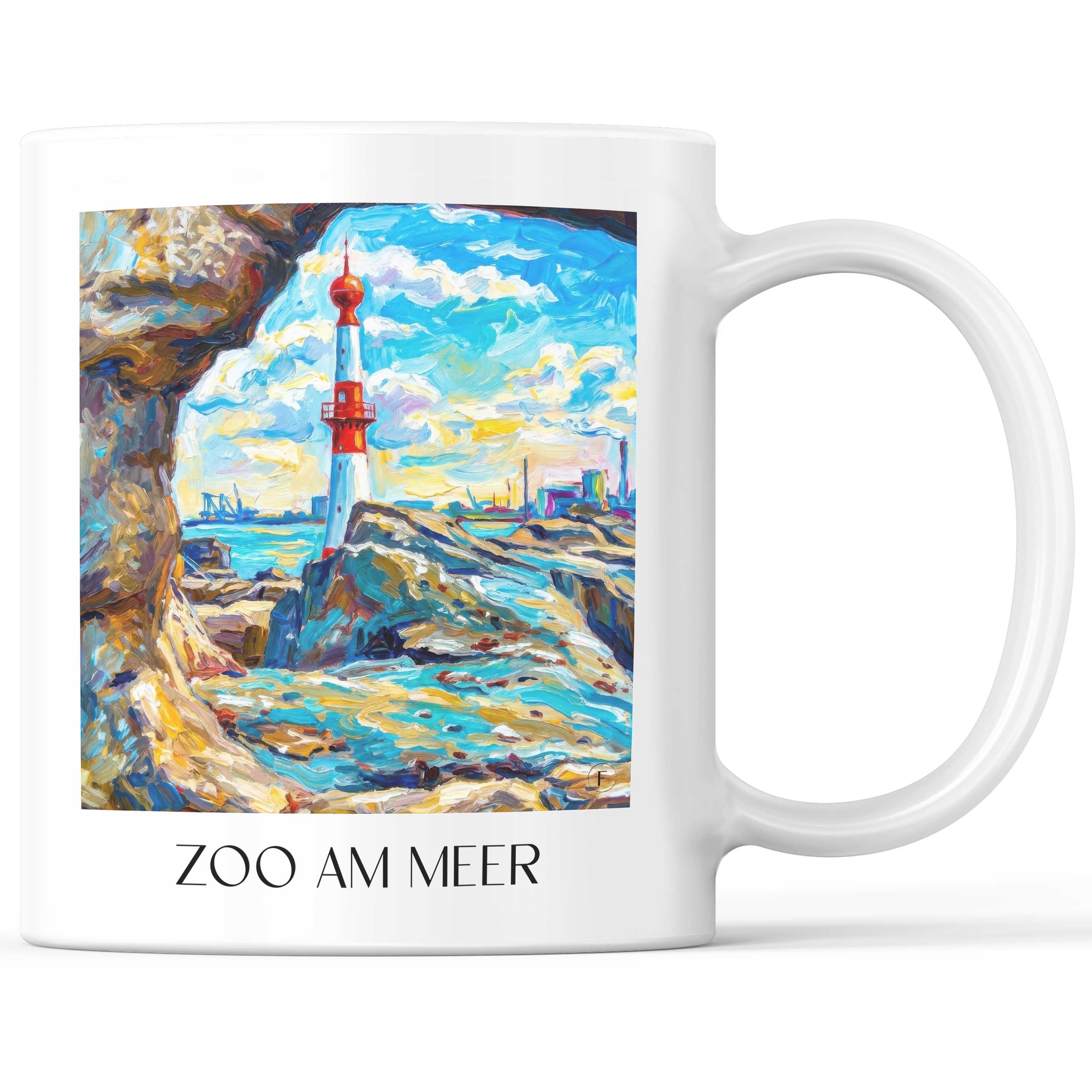 Zoo am Meer Kaffeebecher - Bremerhaven - Deutschland Becher - Kaffeetasse im Ölgemälde Stil