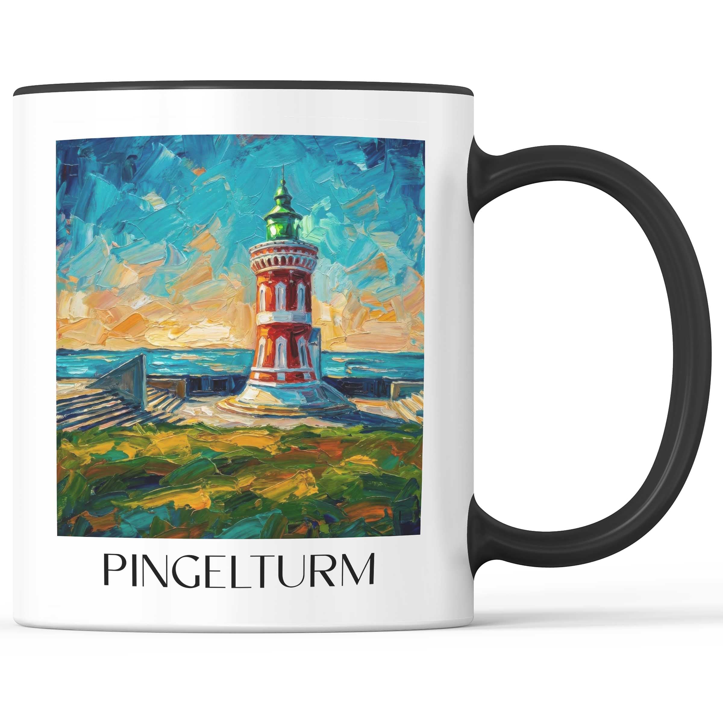 Pingelturm Kaffeebecher - Bremerhaven - Deutschland Becher - Kaffeetasse im Ölgemälde Stil