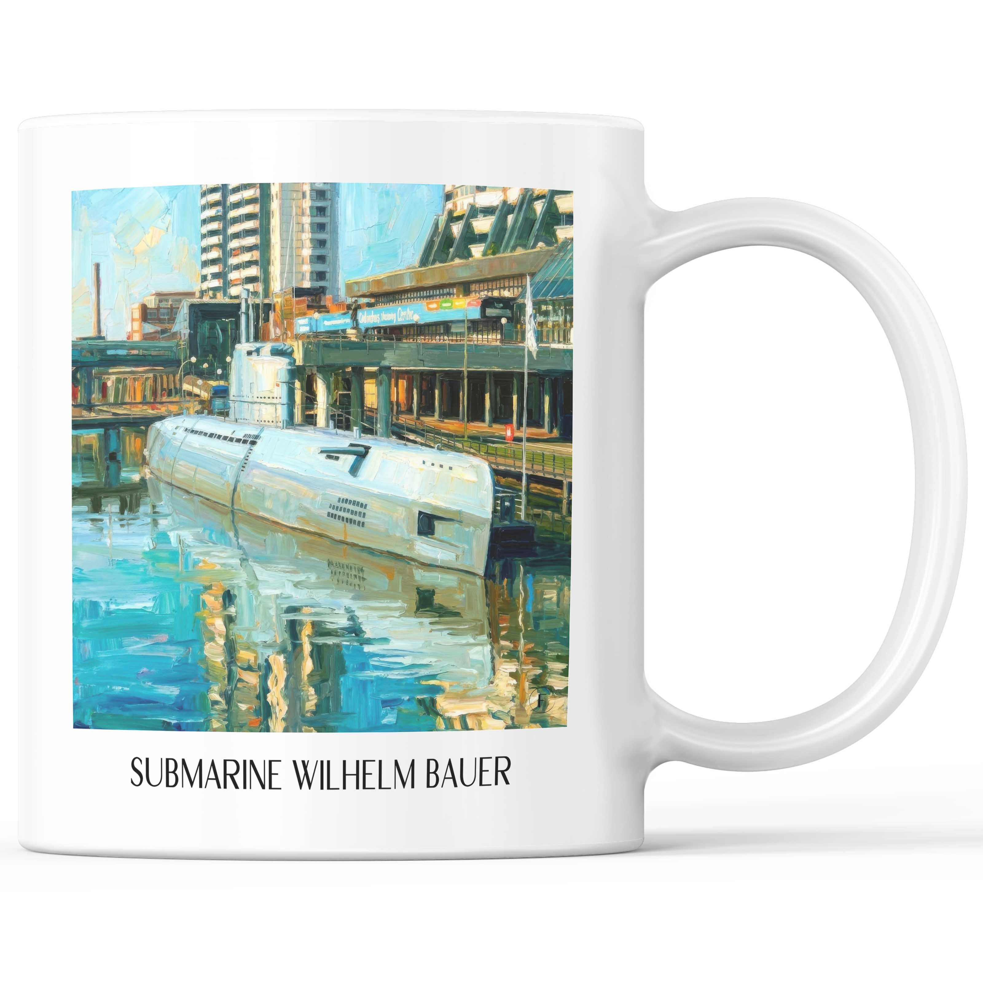 U-Boot Wilhelm Bauer Kaffeebecher - Bremerhaven - Deutschland Becher - Kaffeetasse im Ölgemälde Stil