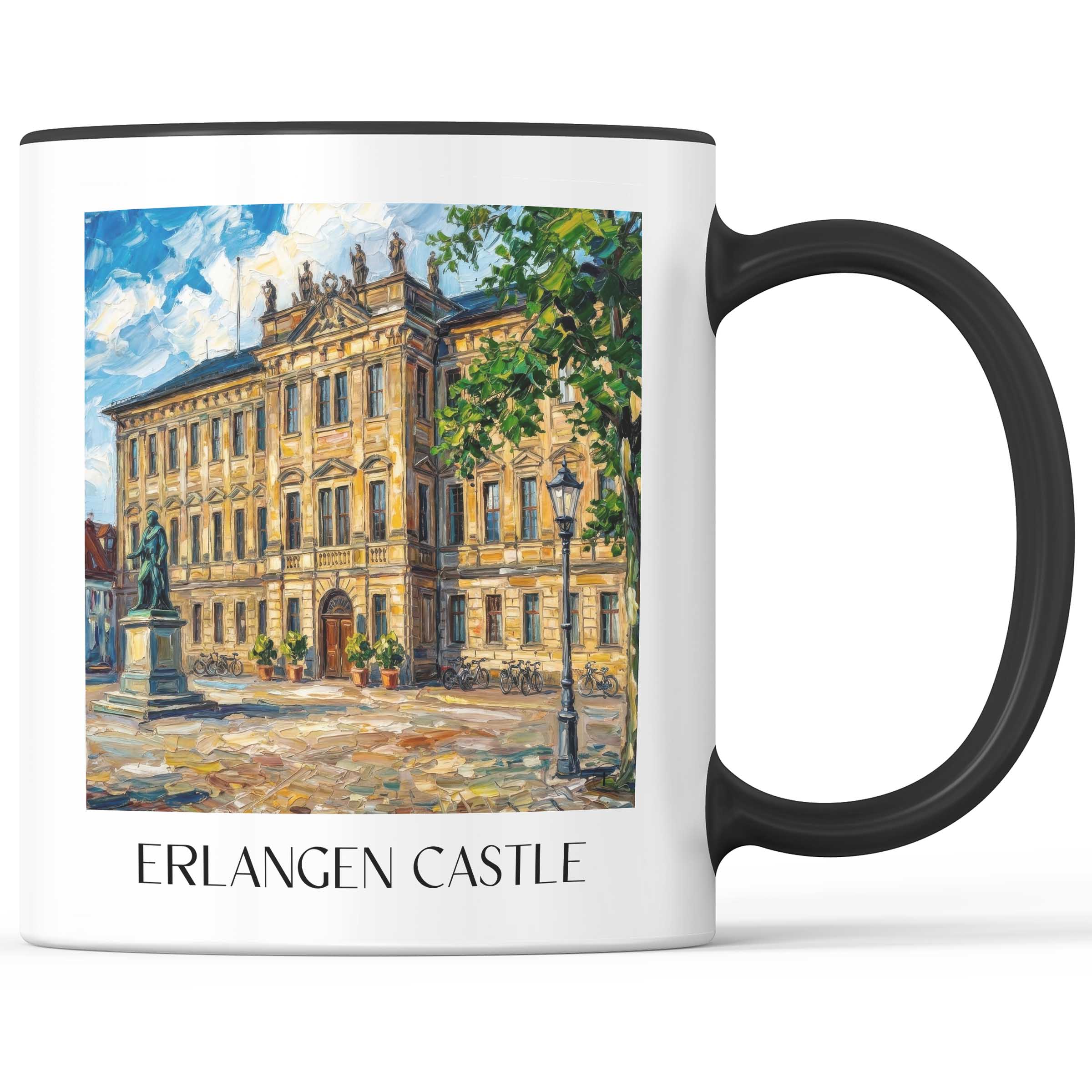 Schloss Erlangen Kaffeebecher - Bayern - Deutschland Becher - Kaffeetasse im Ölgemälde Stil