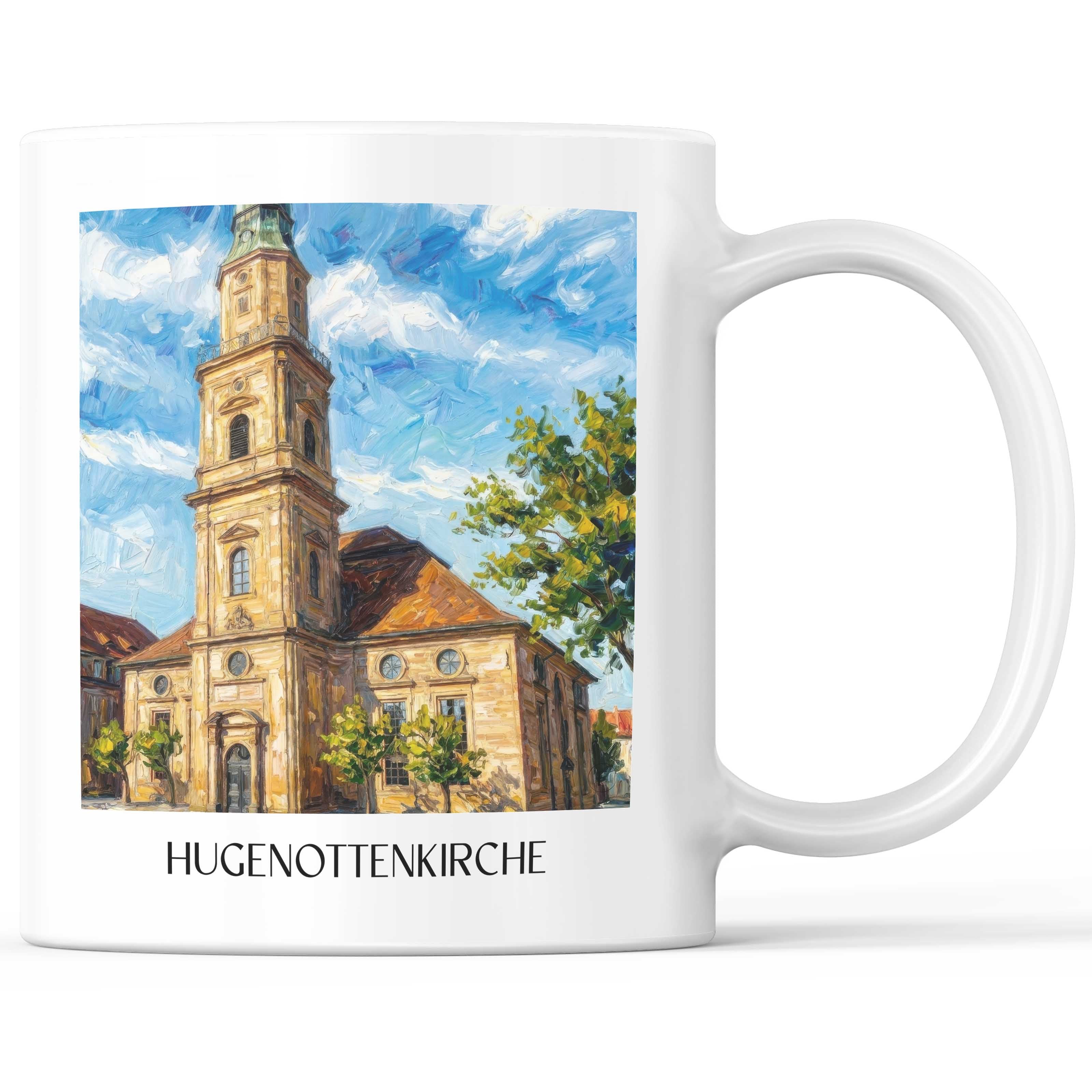 Hugenottenkirche Kaffeebecher - Erlangen - Deutschland Becher - Kaffeetasse im Ölgemälde Stil