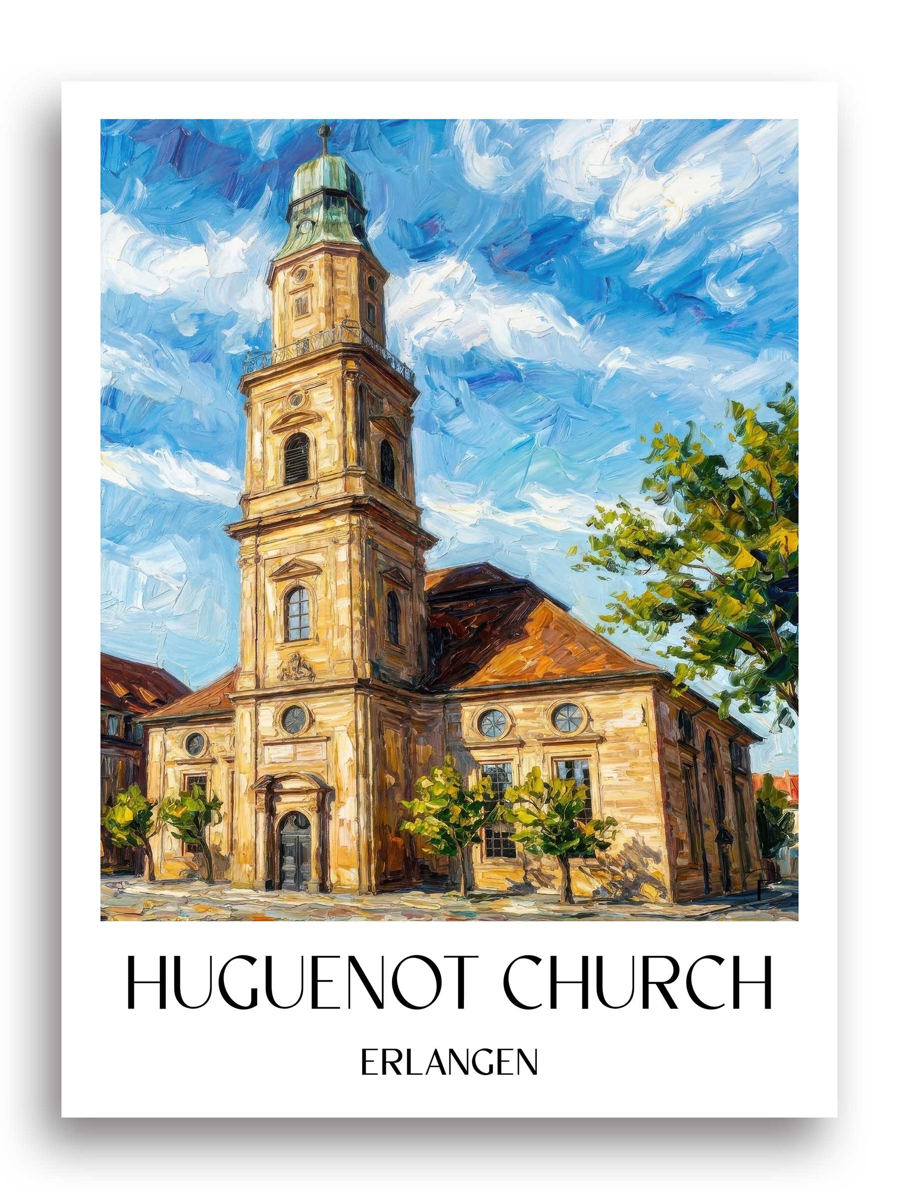 Hugenottenkirche Poster - Erlangen - Deutschland Kunstdruck - Ölgemälde von A4 bis A1