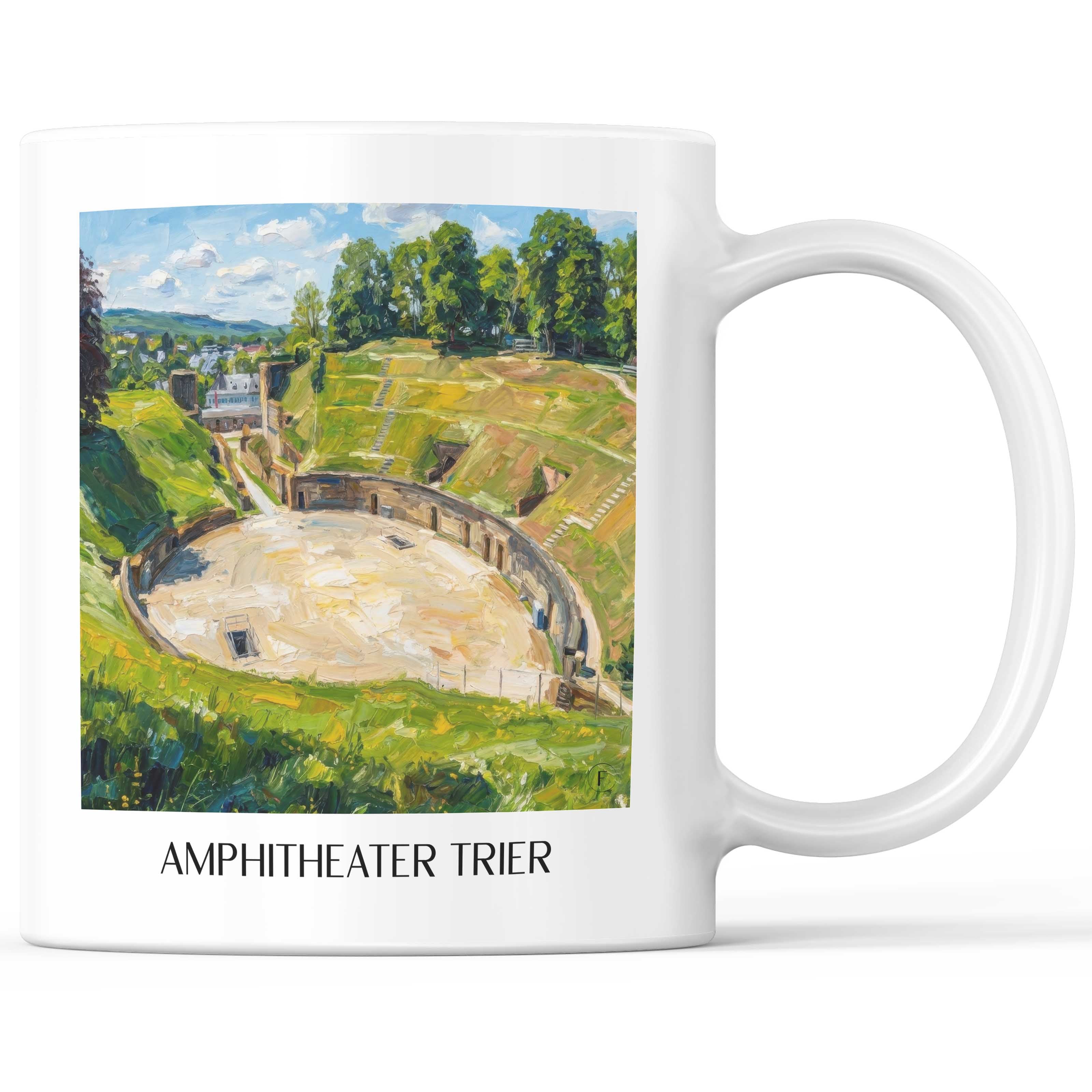 Amphitheater Kaffeebecher - Trier - Deutschland Becher - Kaffeetasse im Ölgemälde Stil