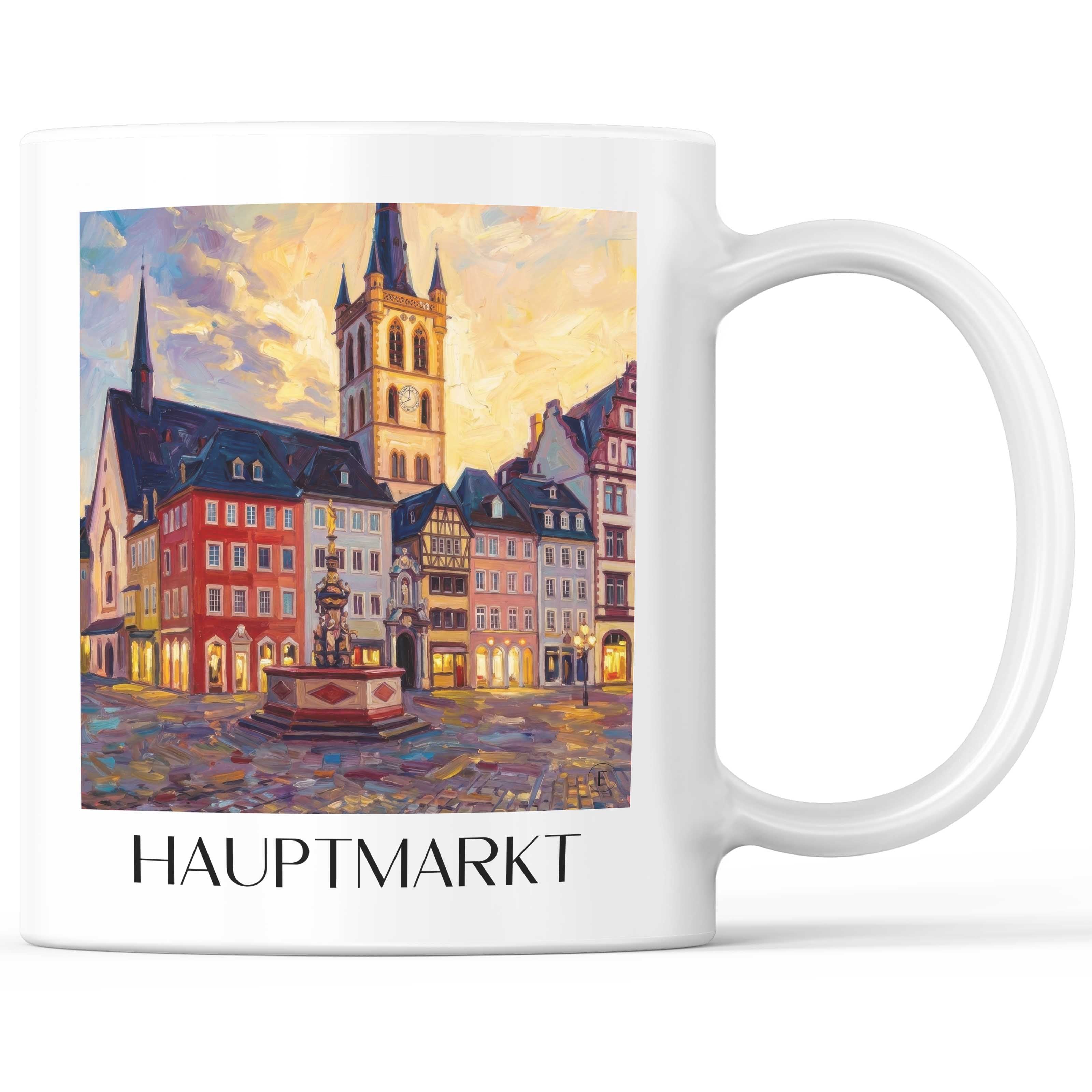 Hauptmarkt Kaffeebecher - Trier - Deutschland Becher - Kaffeetasse im Ölgemälde Stil