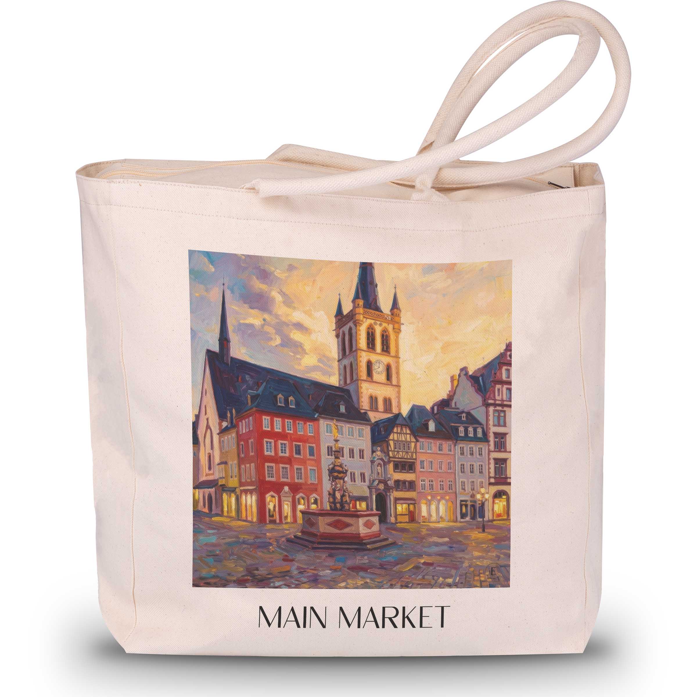 Hauptmarkt Shopping Tasche - Trier - Deutschland Tote Bag - Einkaufstasche im Ölgemälde Stil