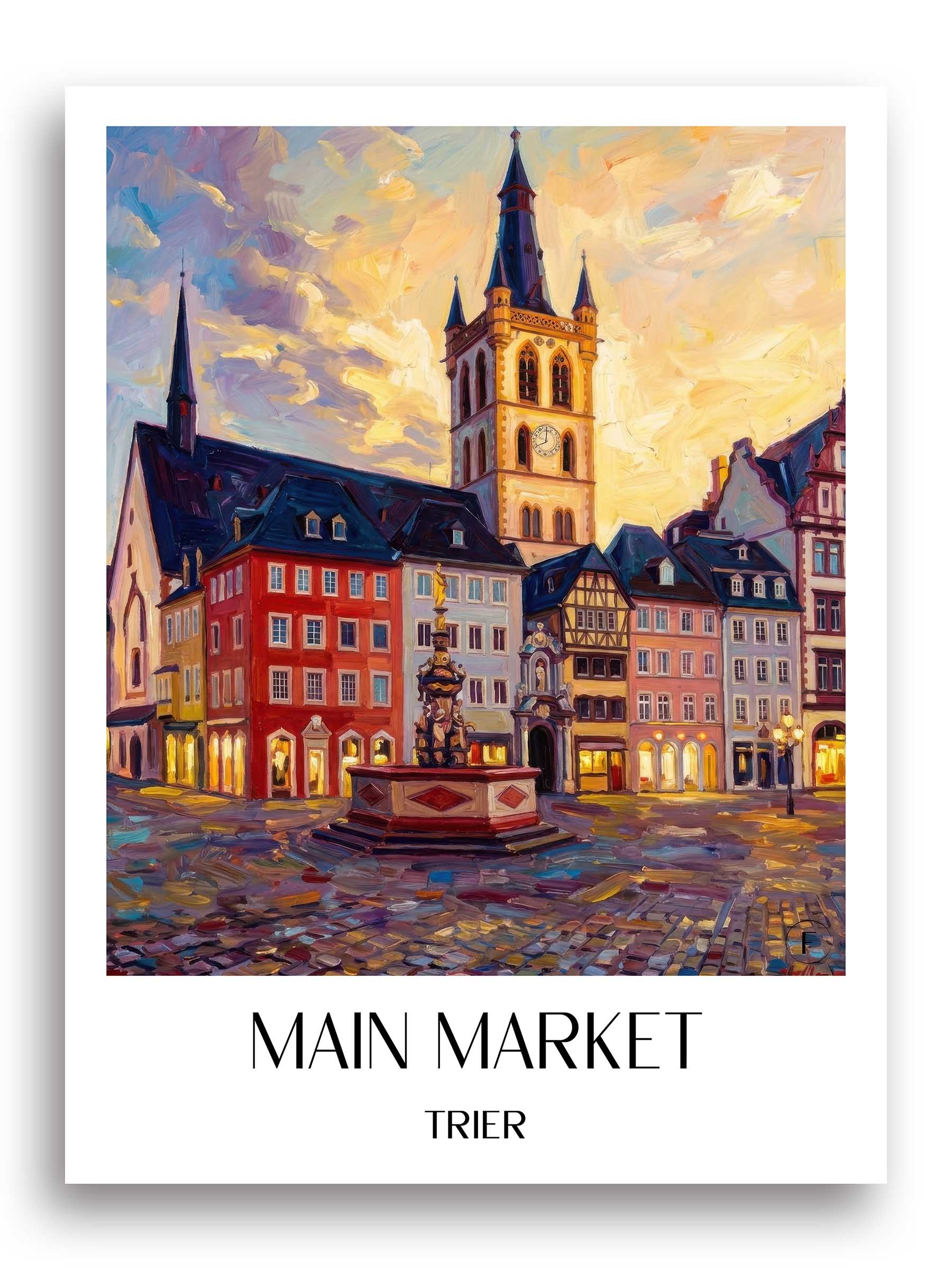 Hauptmarkt Poster - Trier - Deutschland Kunstdruck - Ölgemälde von A4 bis A1
