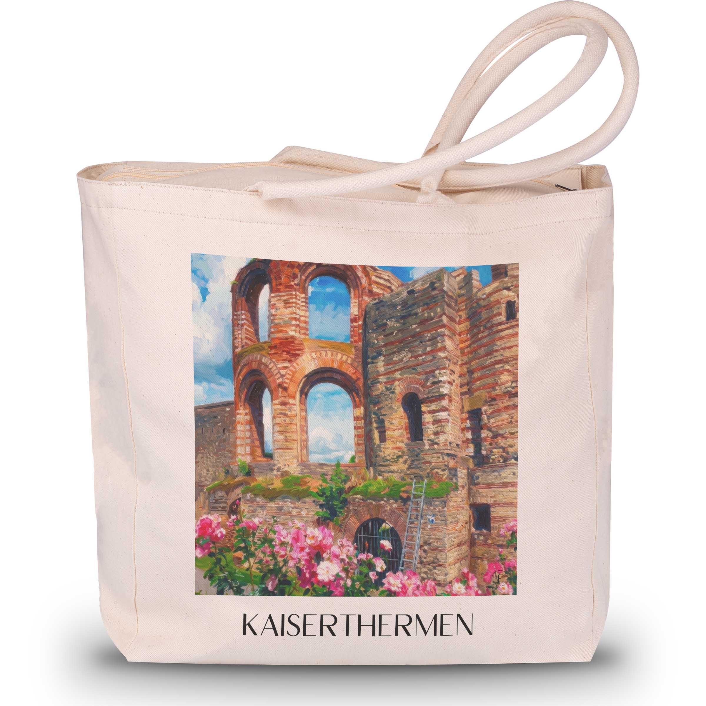 kaiserthermen-trier-deutschland-einkaufstasche-oil-painting-oelgemaelde