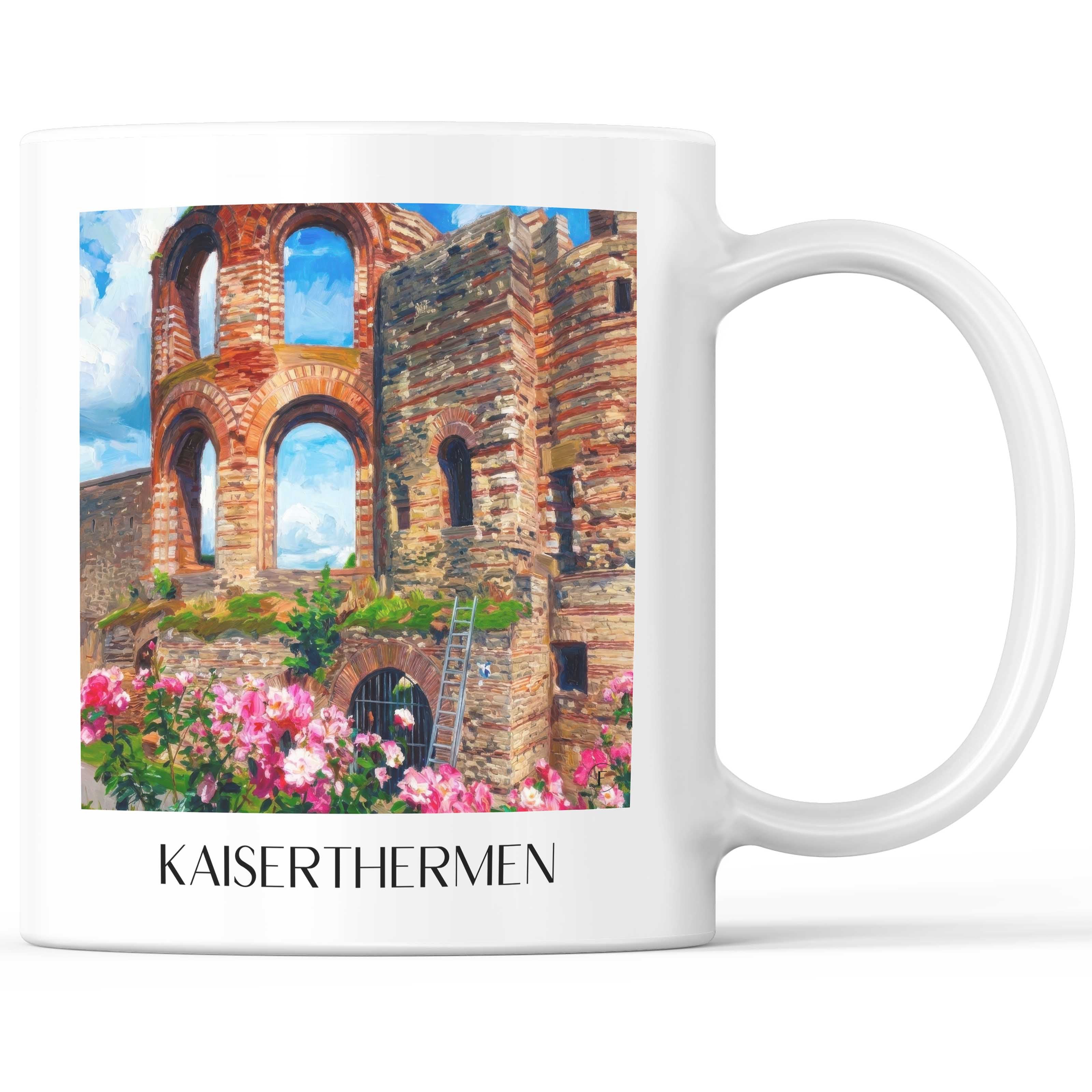 Kaiserthermen Kaffeebecher - Trier - Deutschland Becher - Kaffeetasse im Ölgemälde Stil