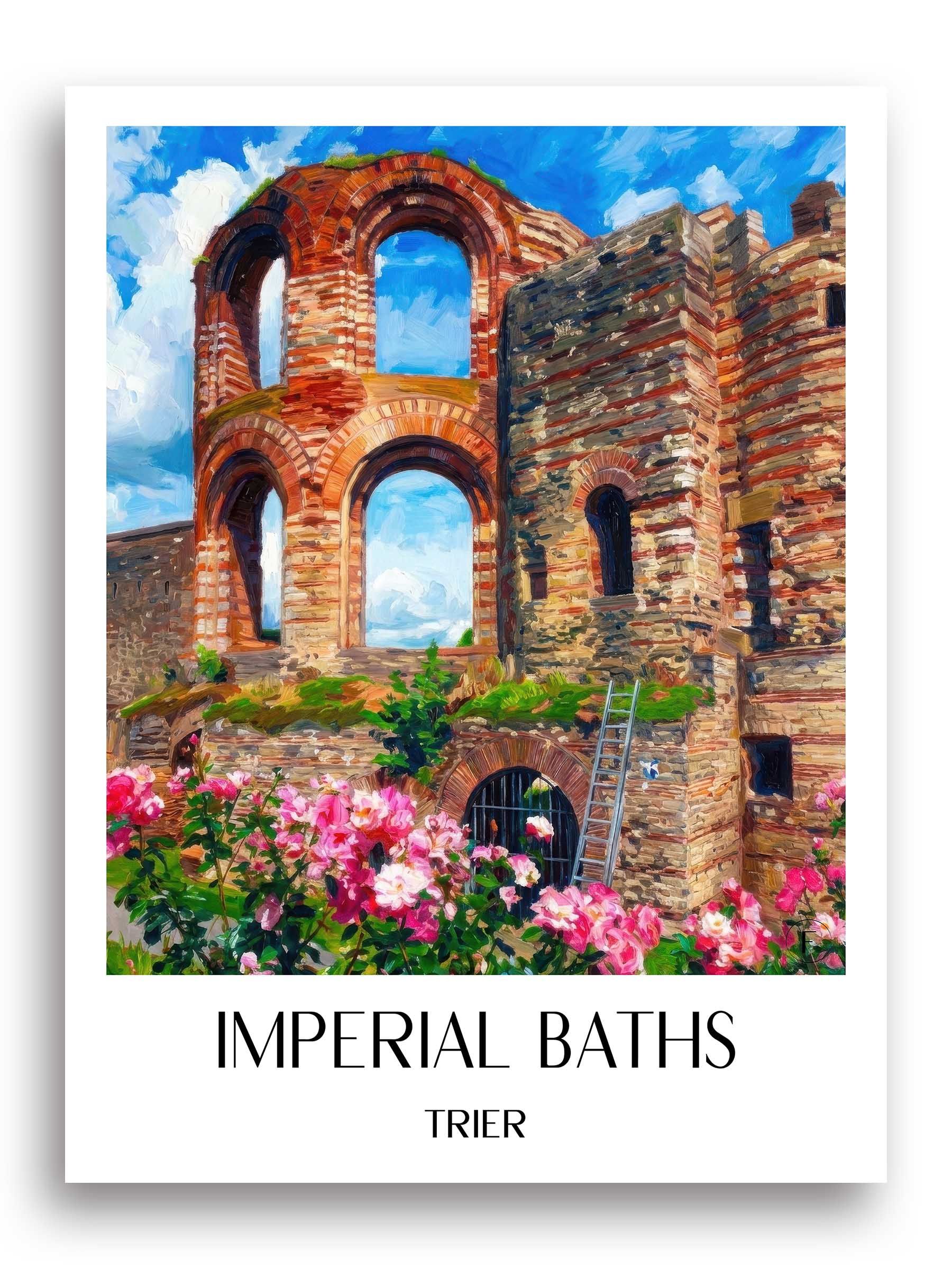 Kaiserthermen Poster - Trier - Deutschland Kunstdruck - Ölgemälde von A4 bis A1
