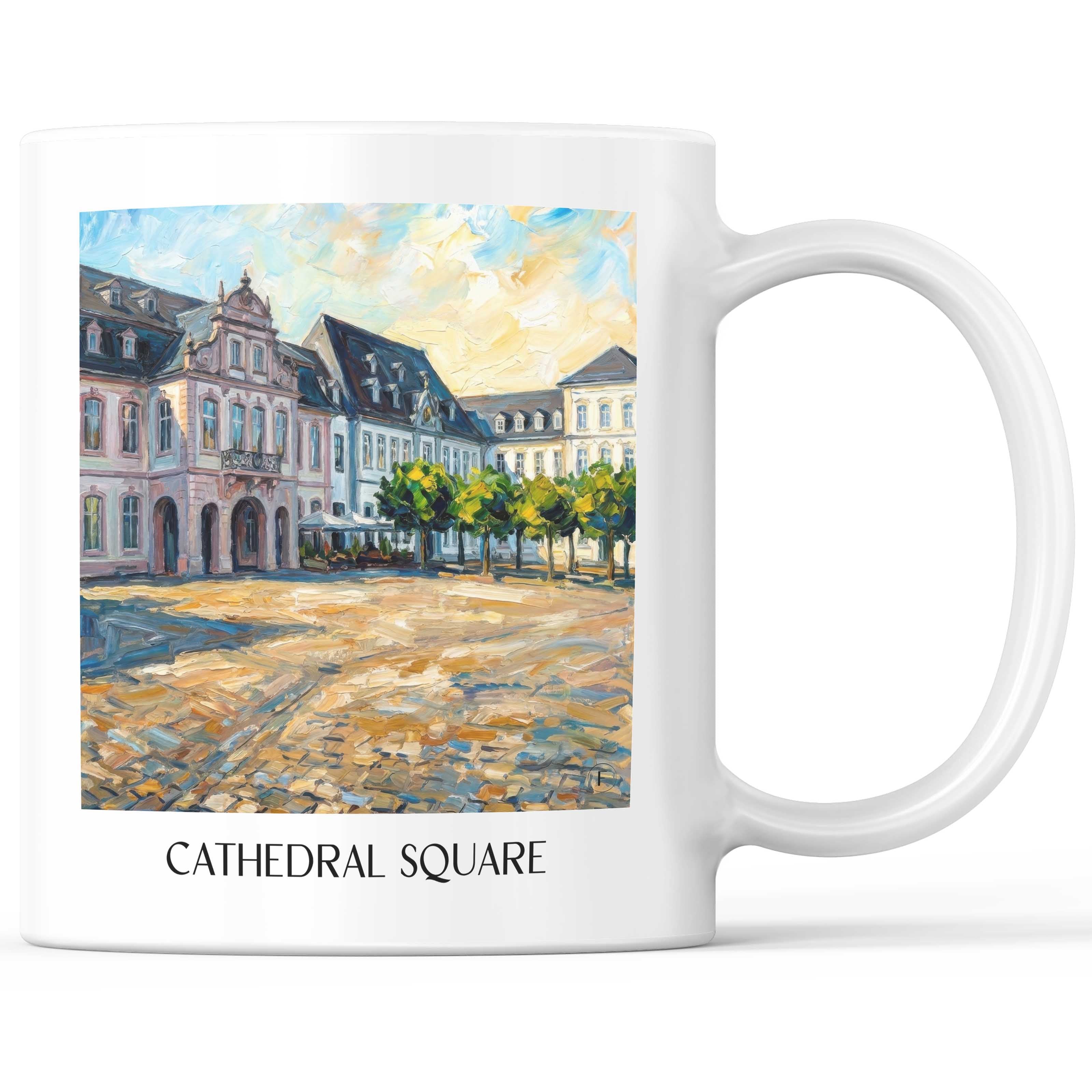 Domfreihof Kaffeebecher - Trier - Deutschland Becher - Kaffeetasse im Ölgemälde Stil