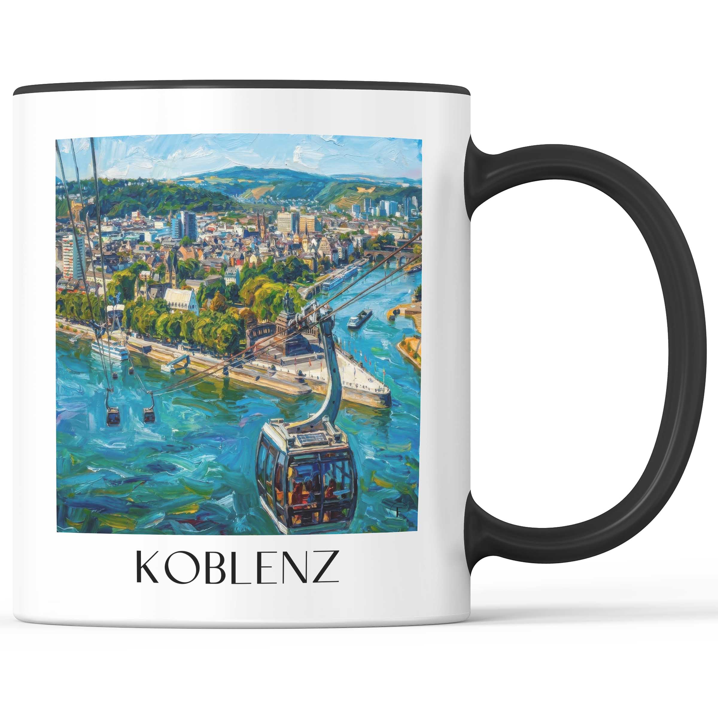 Koblenz Kaffeebecher - Rheinland-Pfalz - Deutschland Becher - Kaffeetasse im Ölgemälde Stil