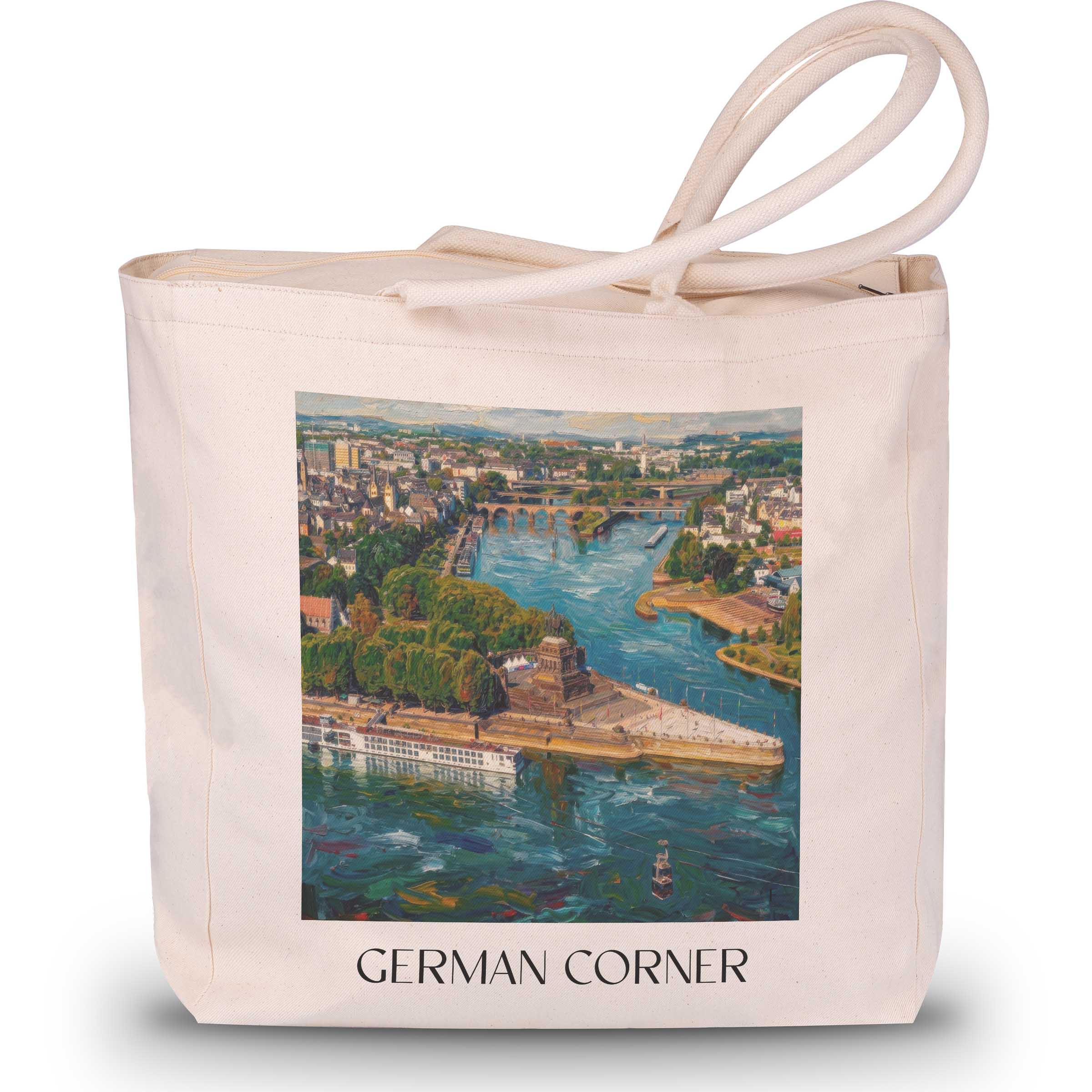Deutsches Eck Shopping Tasche - Koblenz - Deutschland Tote Bag - Einkaufstasche im Ölgemälde Stil