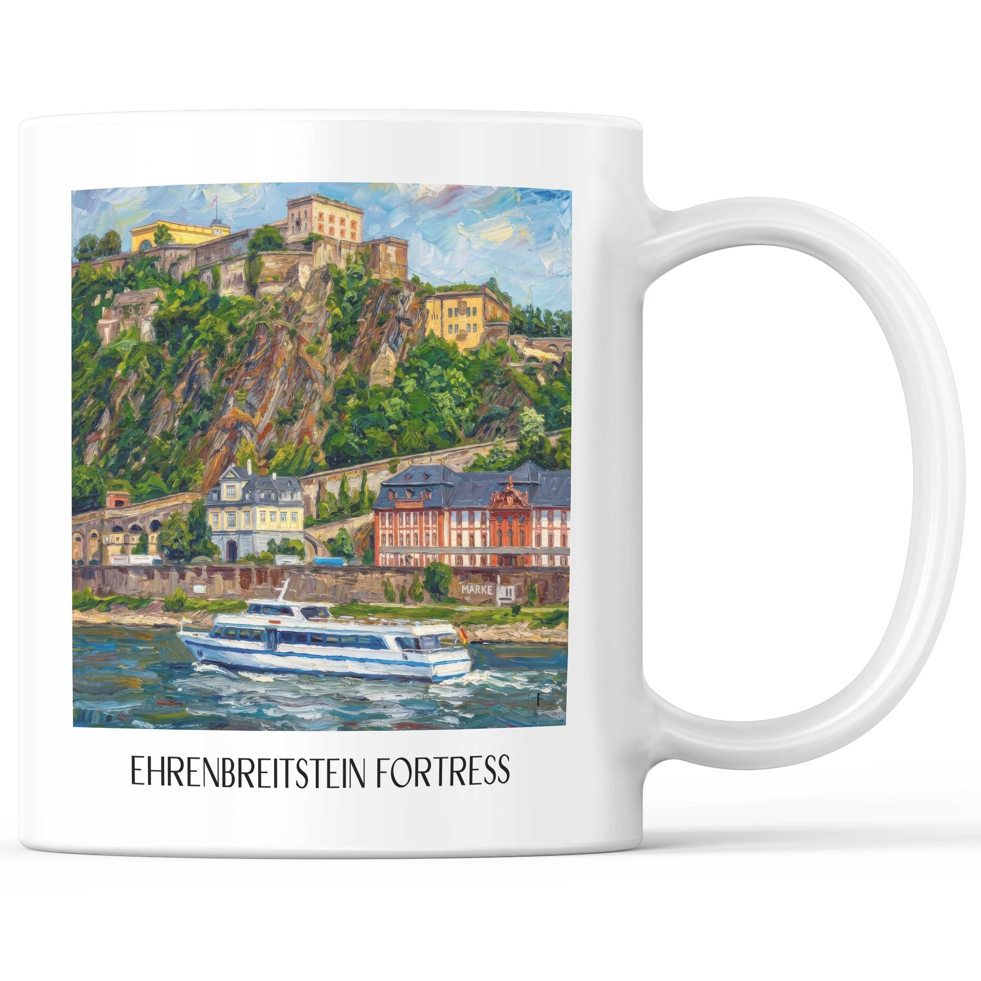 Festung Ehrenbreitstein
Kaffeebecher - Koblenz - Deutschland Becher - Kaffeetasse im Ölgemälde Stil