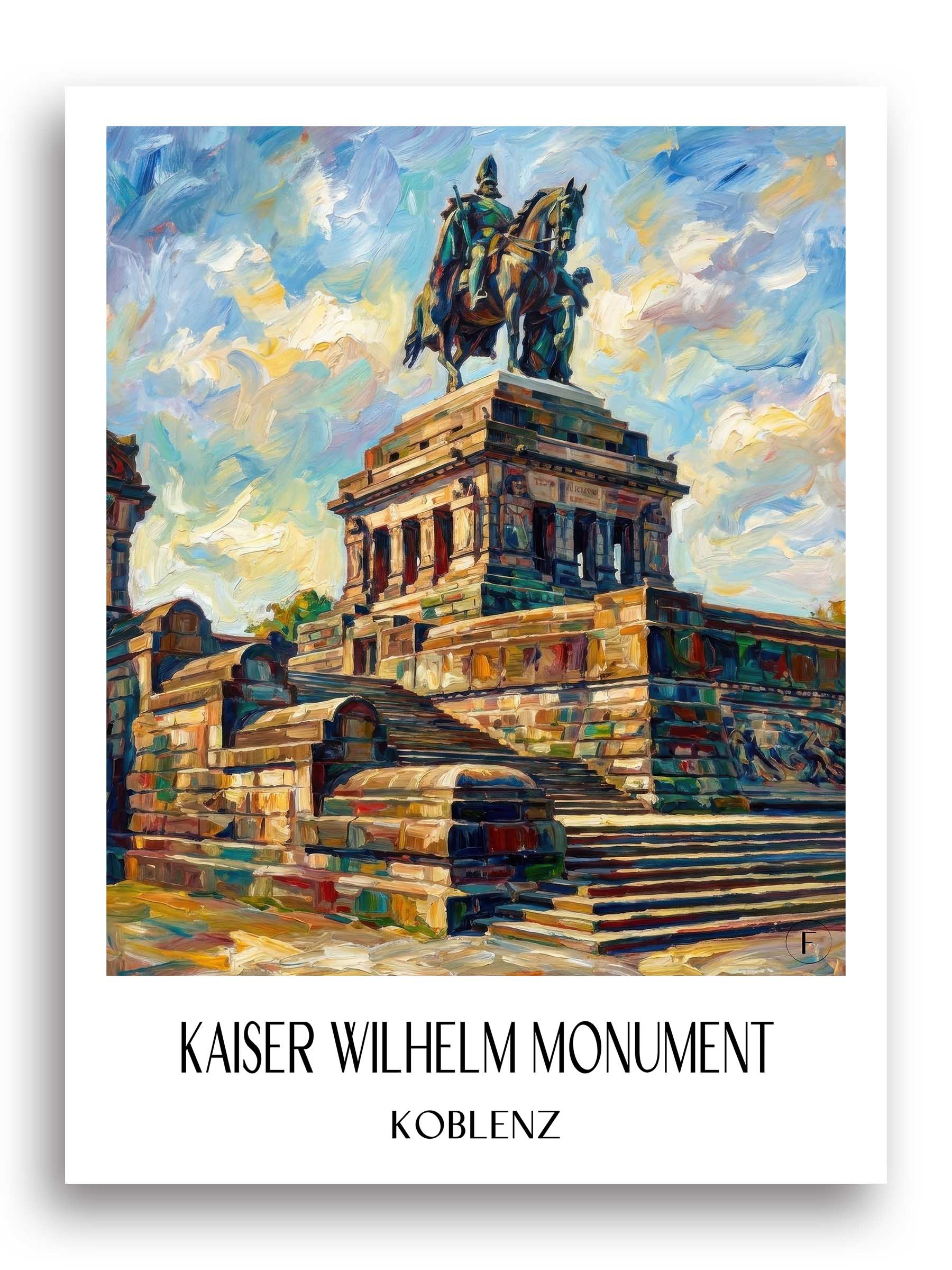 Kaiser-Wilhelm-Denkmal Poster - Koblenz - Deutschland Kunstdruck - Ölgemälde von A4 bis A1