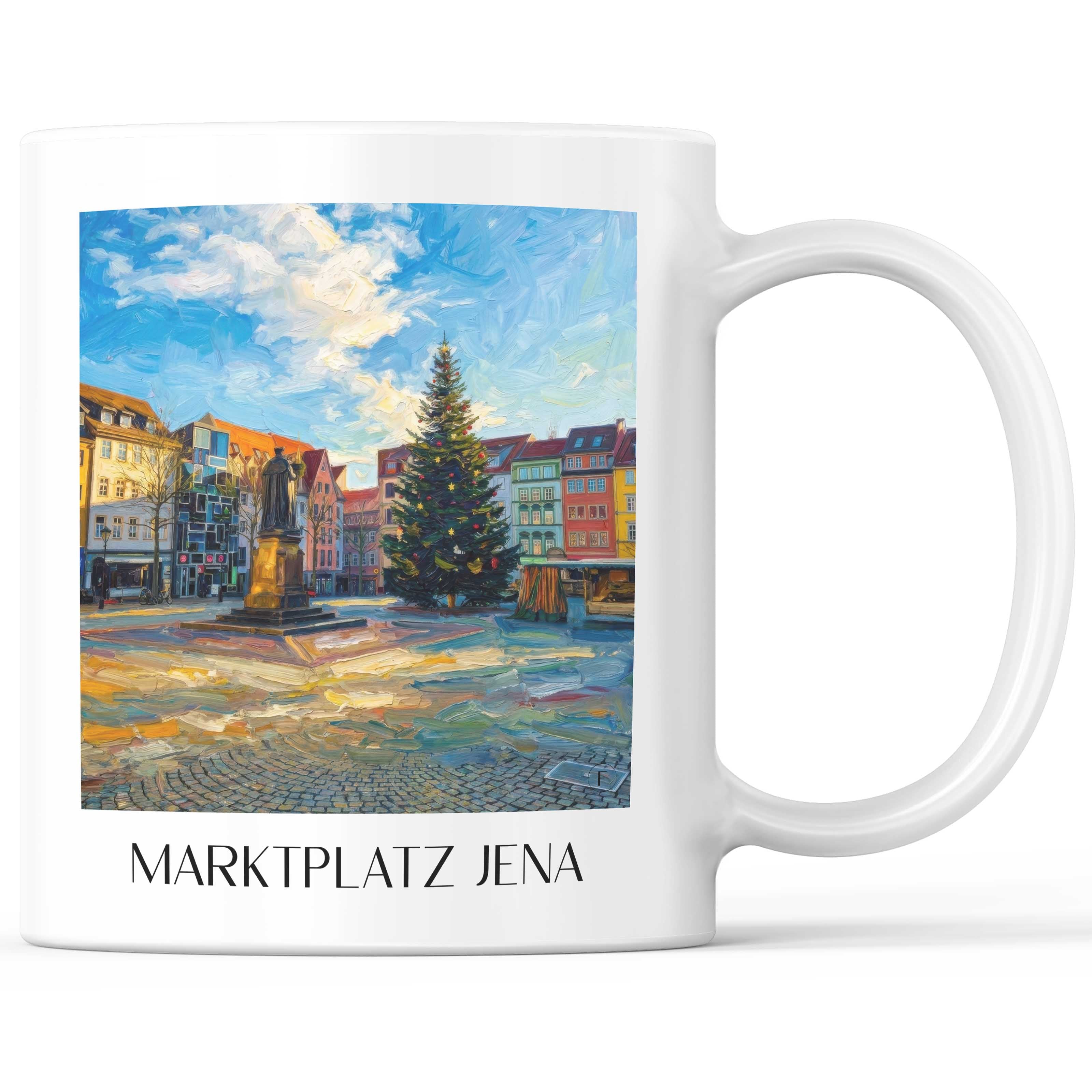 Marktplatz Kaffeebecher - Jena - Deutschland Becher - Kaffeetasse im Ölgemälde Stil