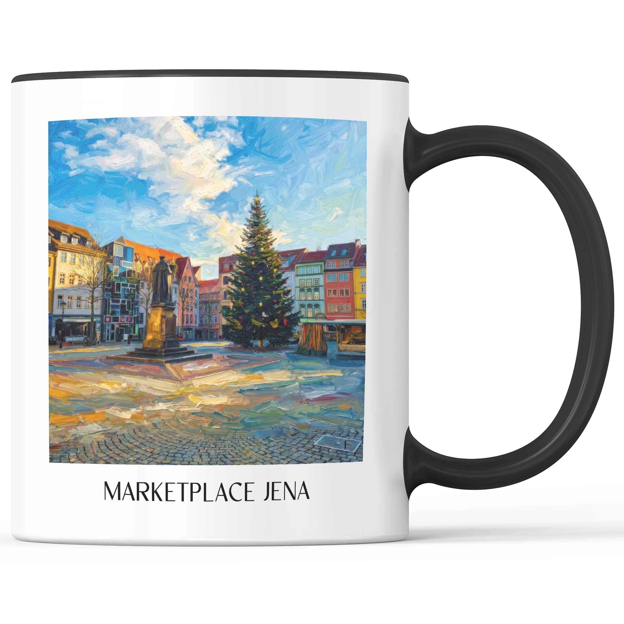 Marktplatz Kaffeebecher - Jena - Deutschland Becher - Kaffeetasse im Ölgemälde Stil