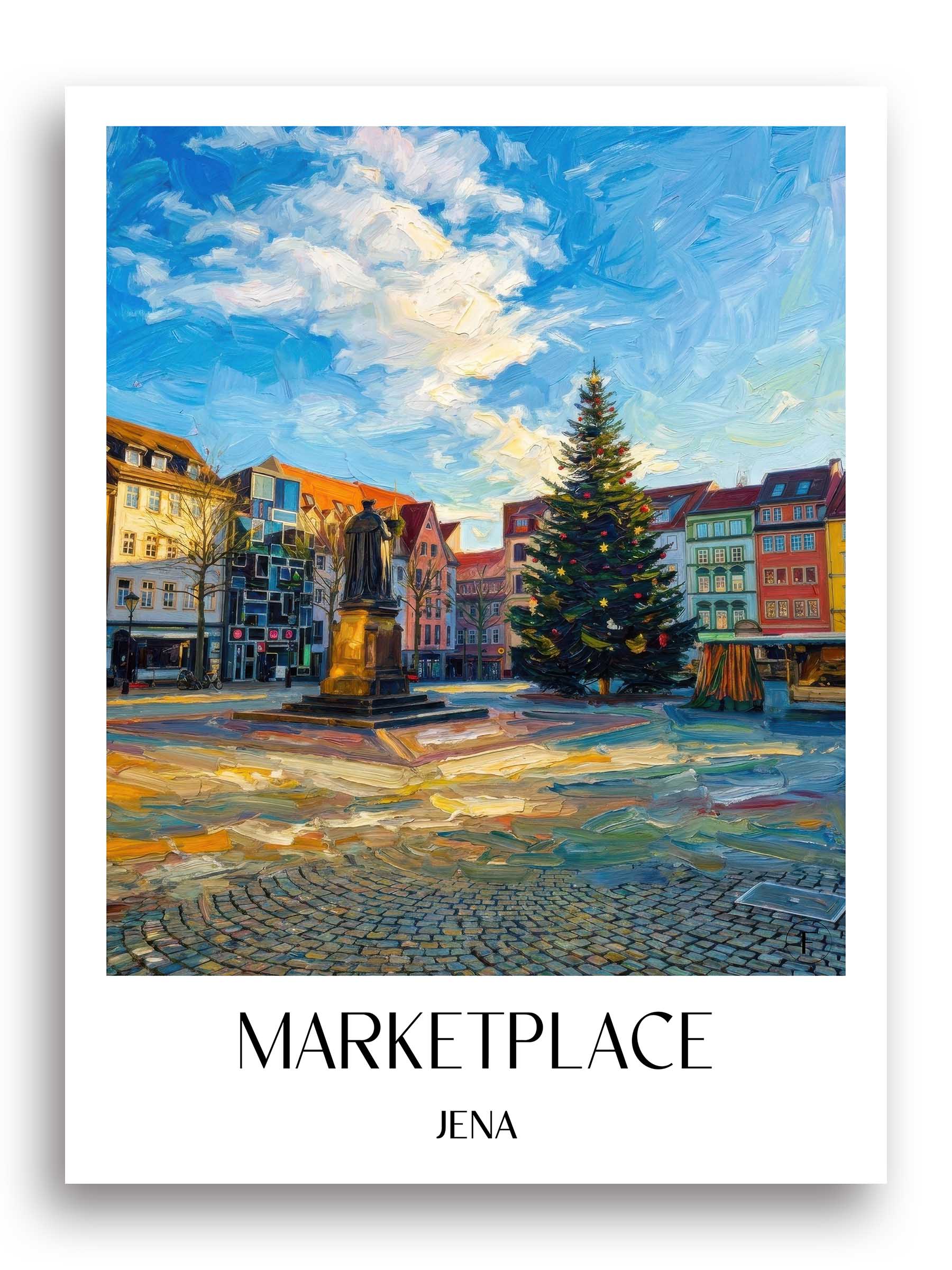 Marktplatz Poster - Jena - Deutschland Kunstdruck - Ölgemälde von A4 bis A1