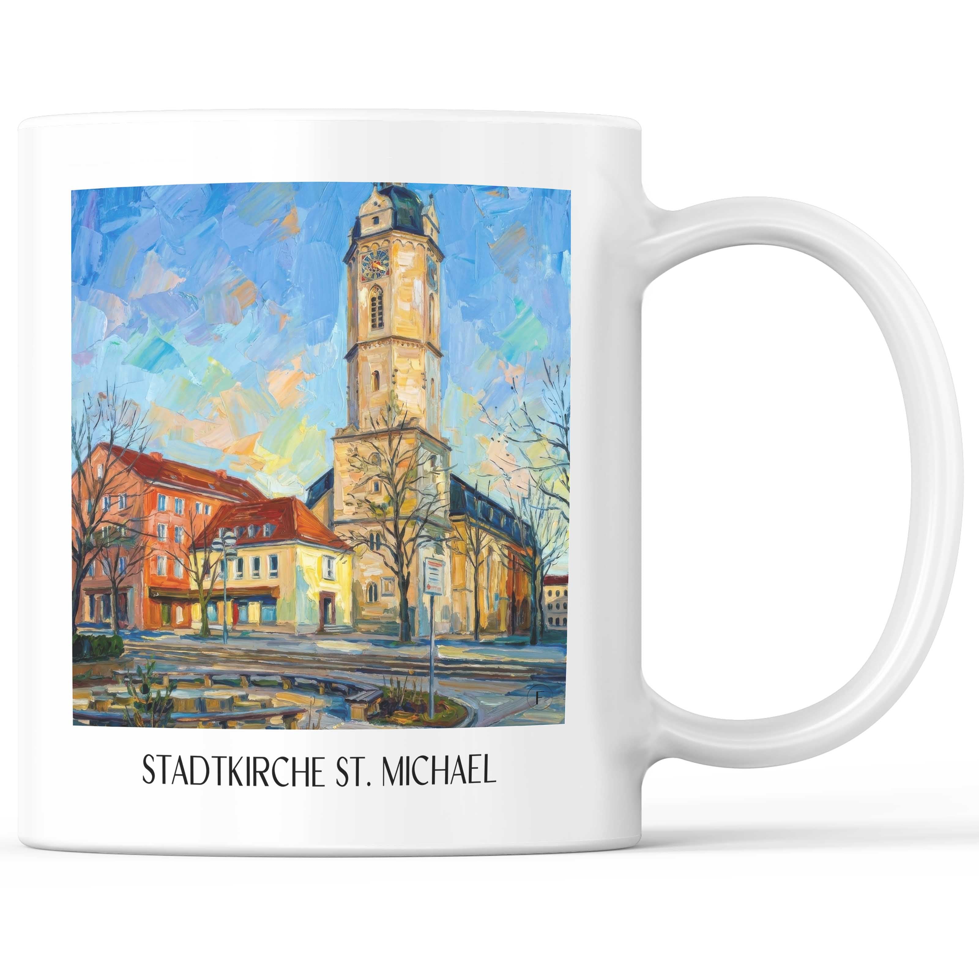 Stadtkirche St. Michael Kaffeebecher - Jena - Deutschland Becher - Kaffeetasse im Ölgemälde Stil