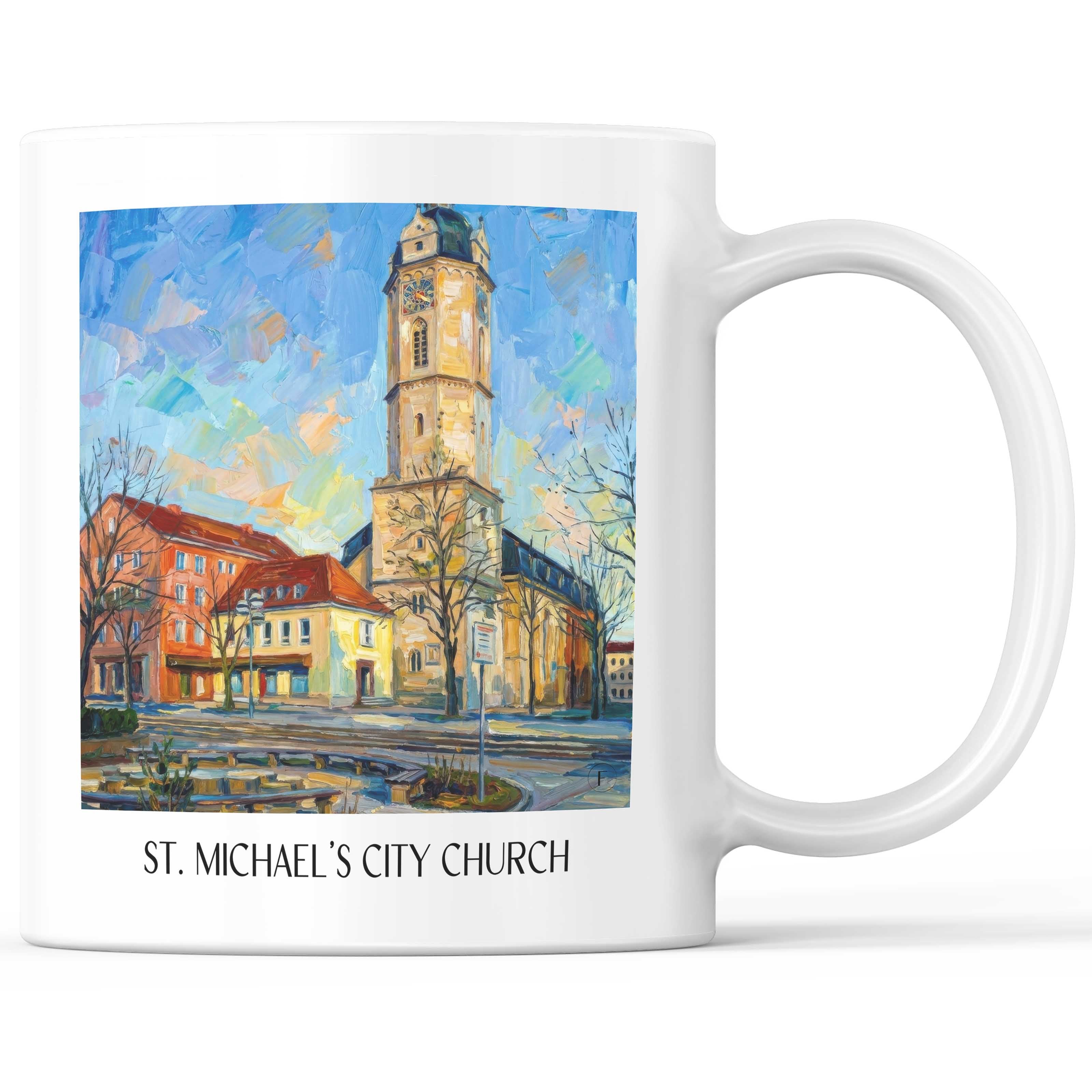Stadtkirche St. Michael Kaffeebecher - Jena - Deutschland Becher - Kaffeetasse im Ölgemälde Stil