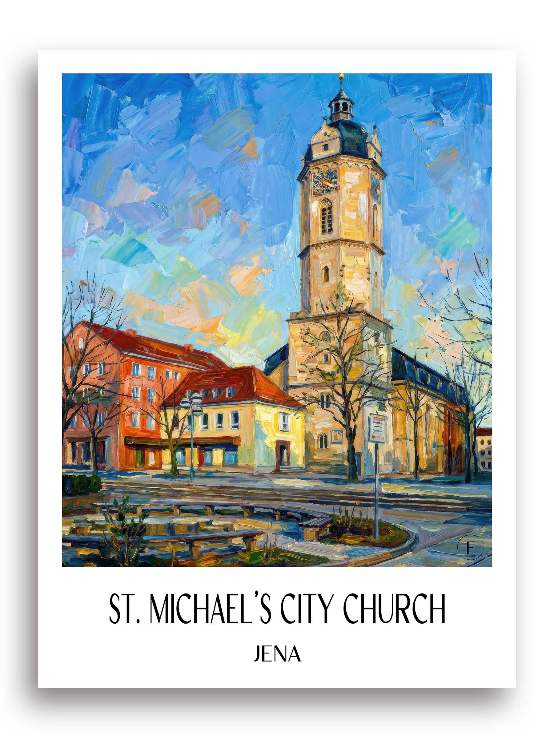 Stadtkirche St. Michael Poster - Jena - Deutschland Kunstdruck - Ölgemälde von A4 bis A1