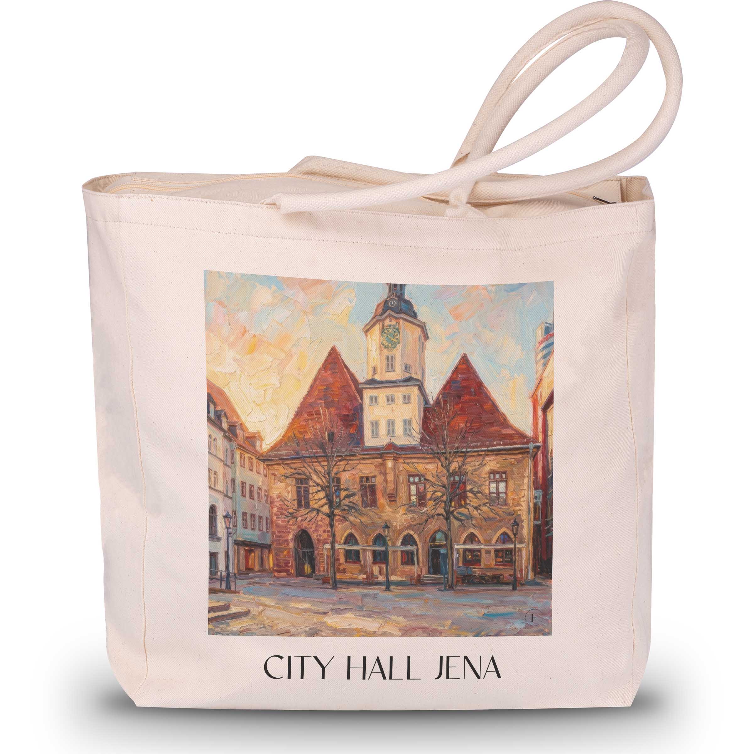 Rathaus Shopping Tasche - Jena - Deutschland Tote Bag - Einkaufstasche im Ölgemälde Stil