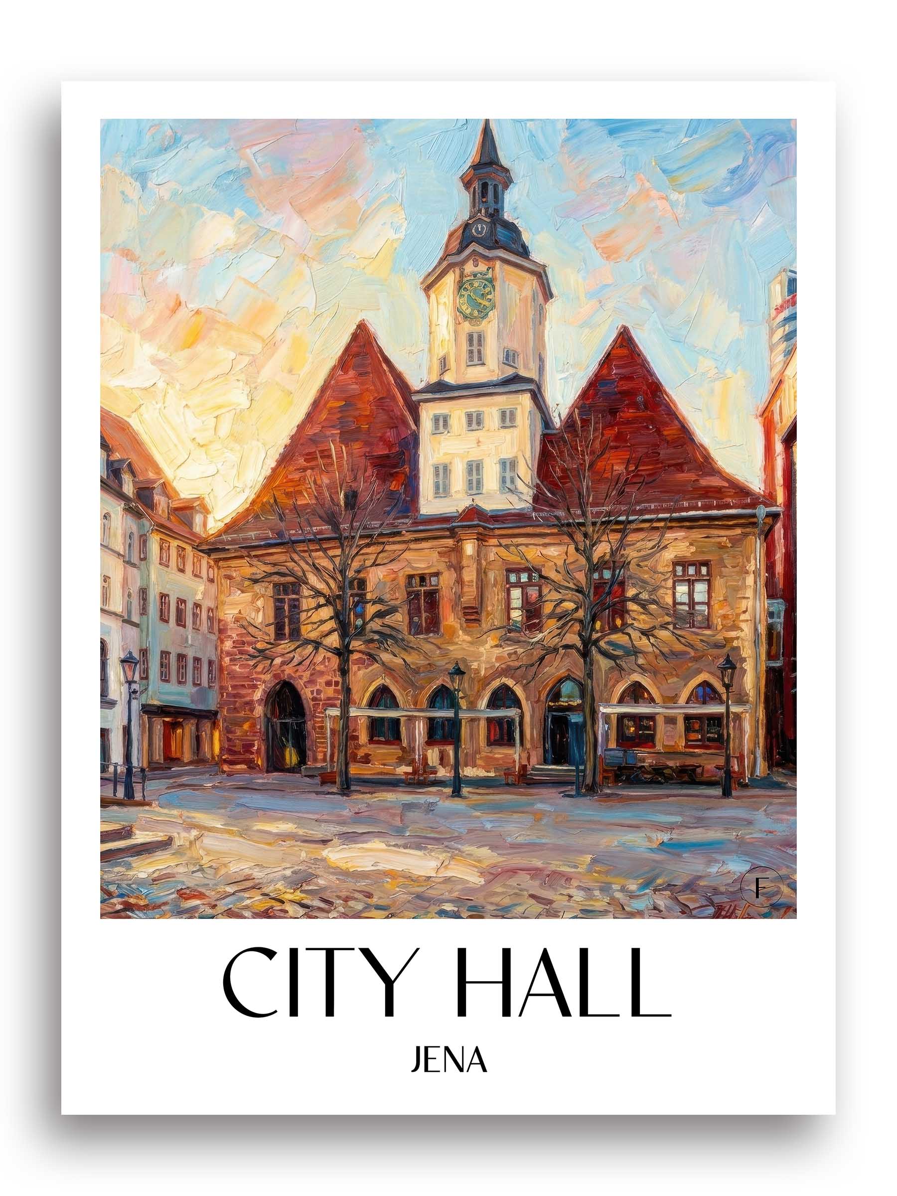 Rathaus Poster - Jena - Deutschland Kunstdruck - Ölgemälde von A4 bis A1