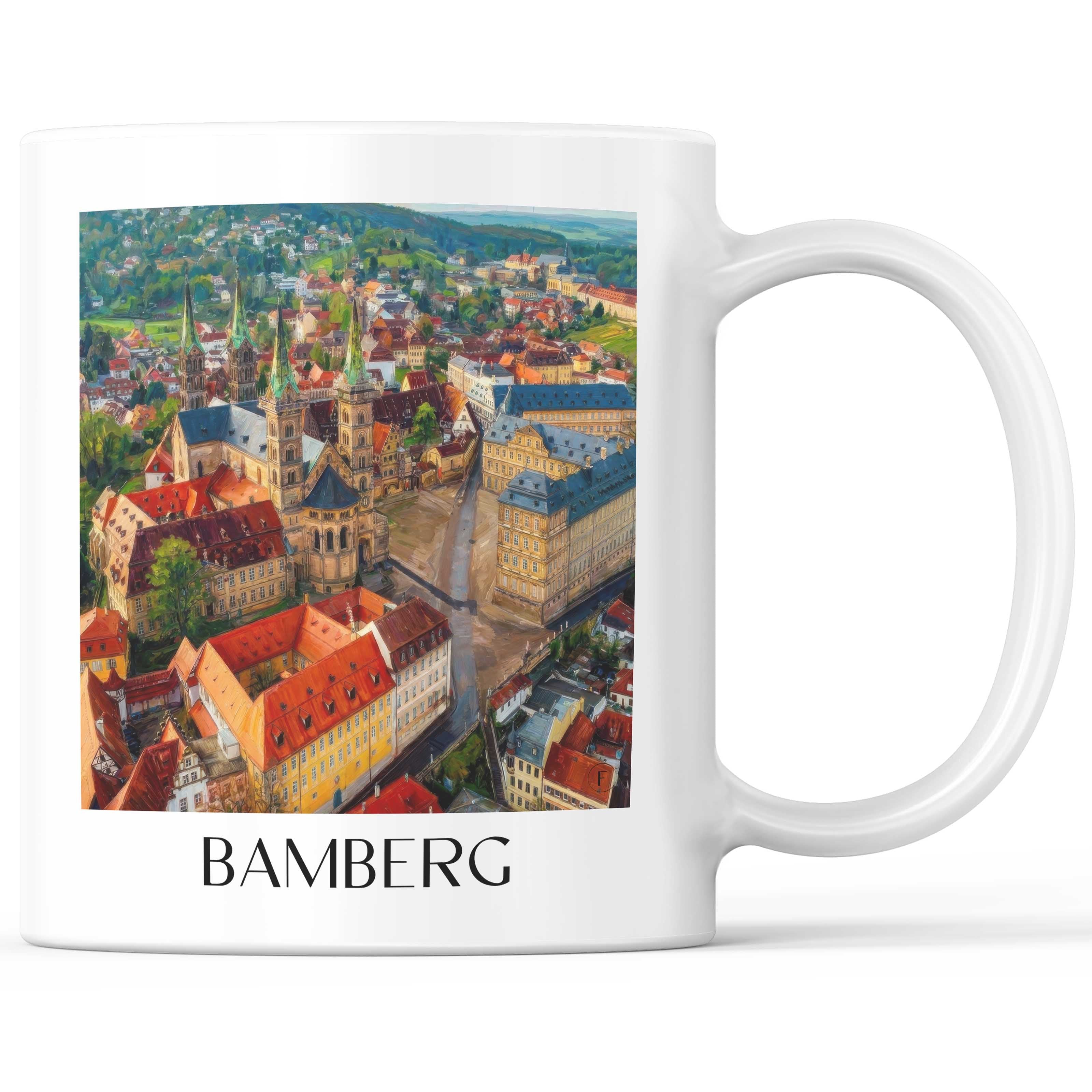 Bamberg Kaffeebecher - Oberfranken - Deutschland Becher - Kaffeetasse im Ölgemälde Stil