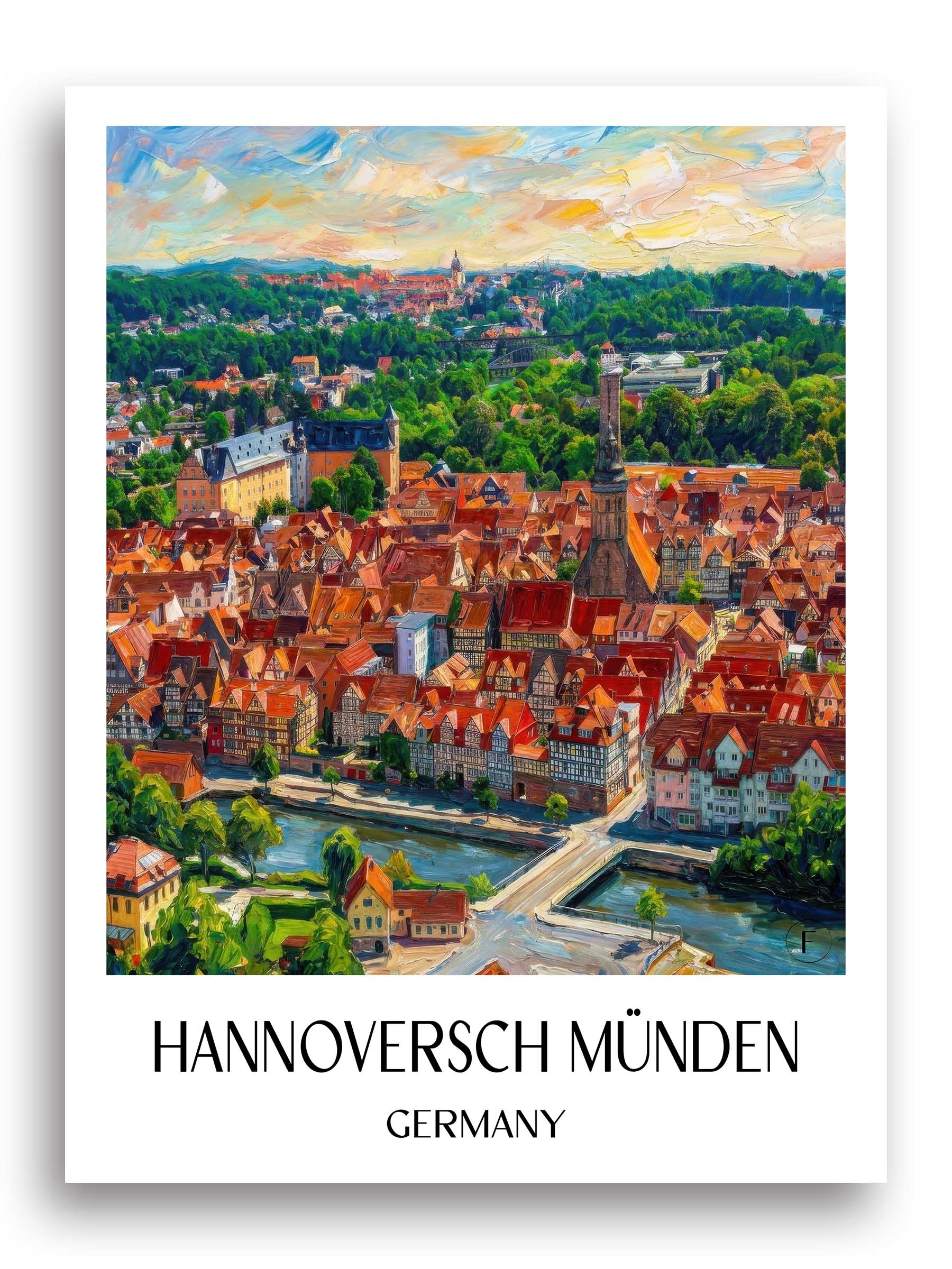 Hannoversch Münden Poster - Niedersachsen - Deutschland Kunstdruck - Ölgemälde von A4 bis A1