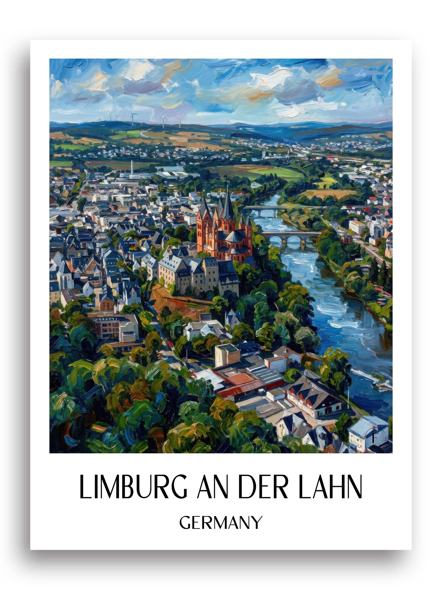 Limburg an der Lahn Poster - Hessen - Deutschland Kunstdruck - Ölgemälde von A4 bis A1