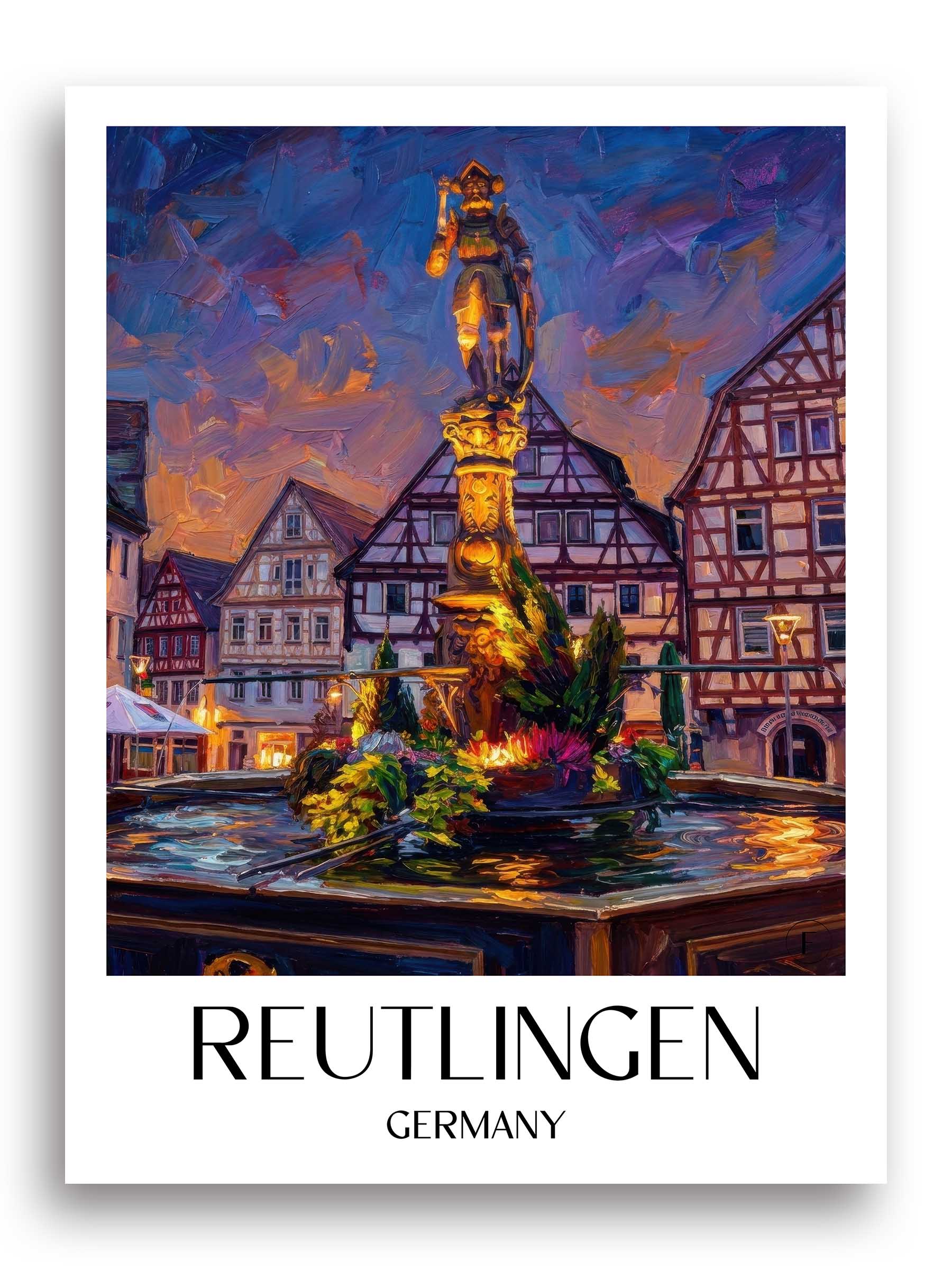 Reutlingen Poster - Schwäbische Alb - Deutschland Kunstdruck - Ölgemälde von A4 bis A1