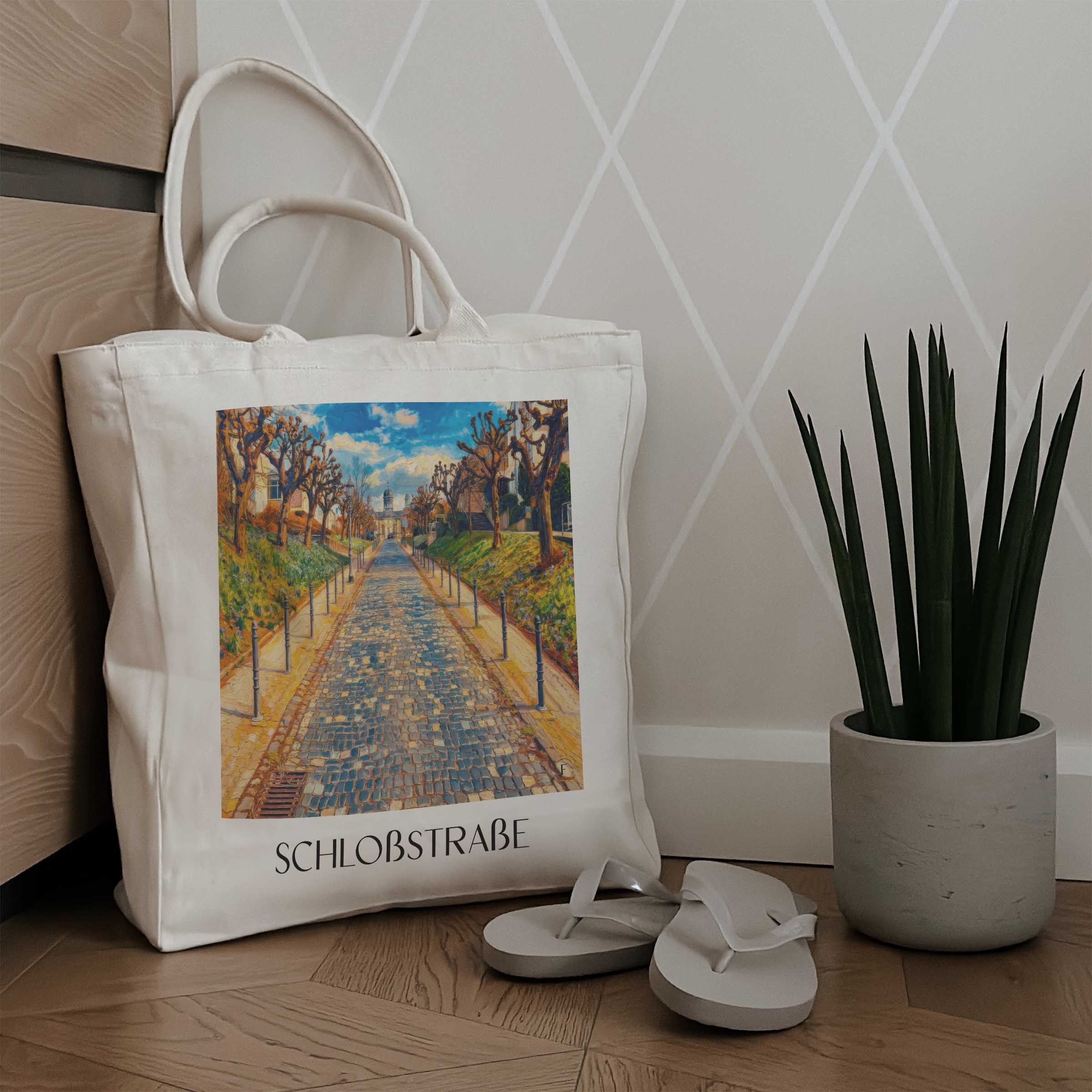 schloßstraße-bergisch-gladbach-deutschland-einkaufstasche-oil-painting-oelgemaelde