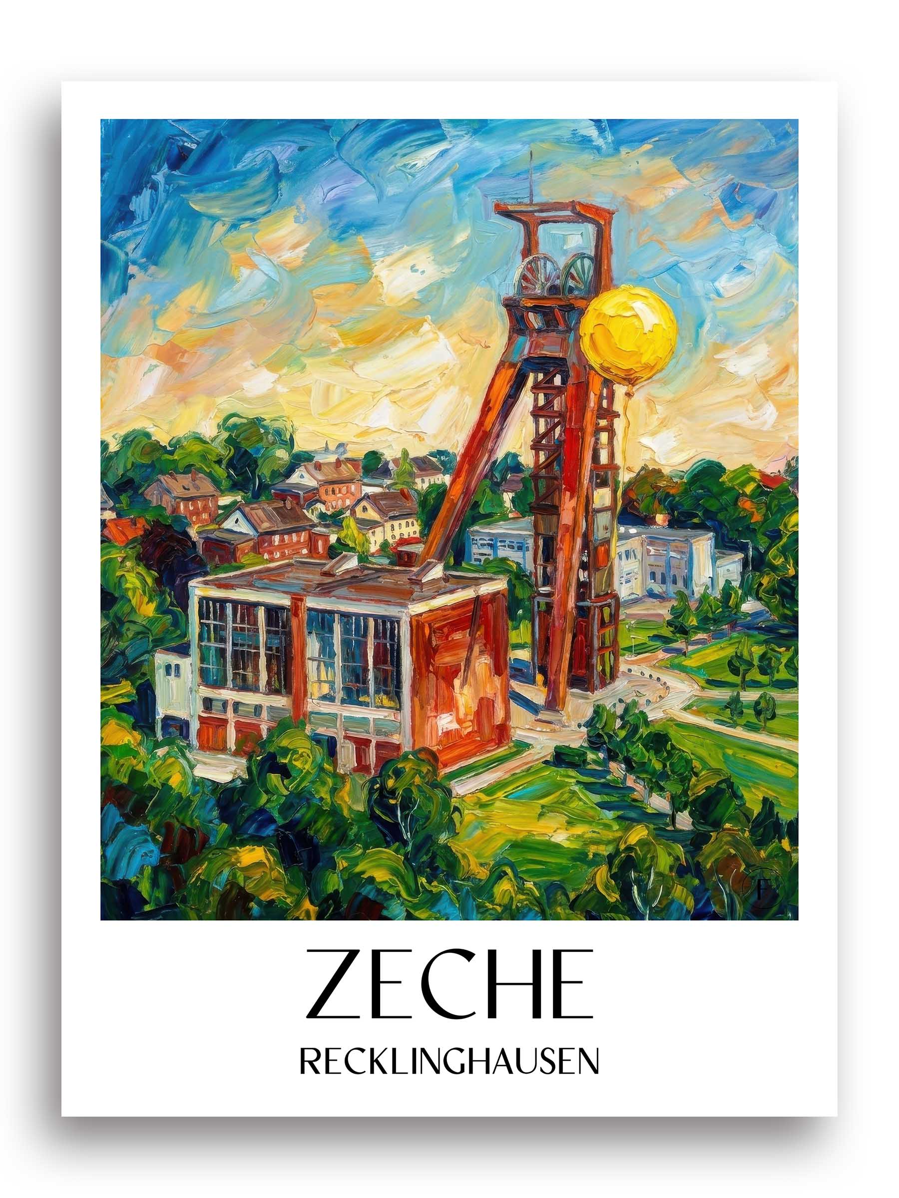 zeche-recklinghausen-deutschland-poster-oil-painting-oelgemaelde