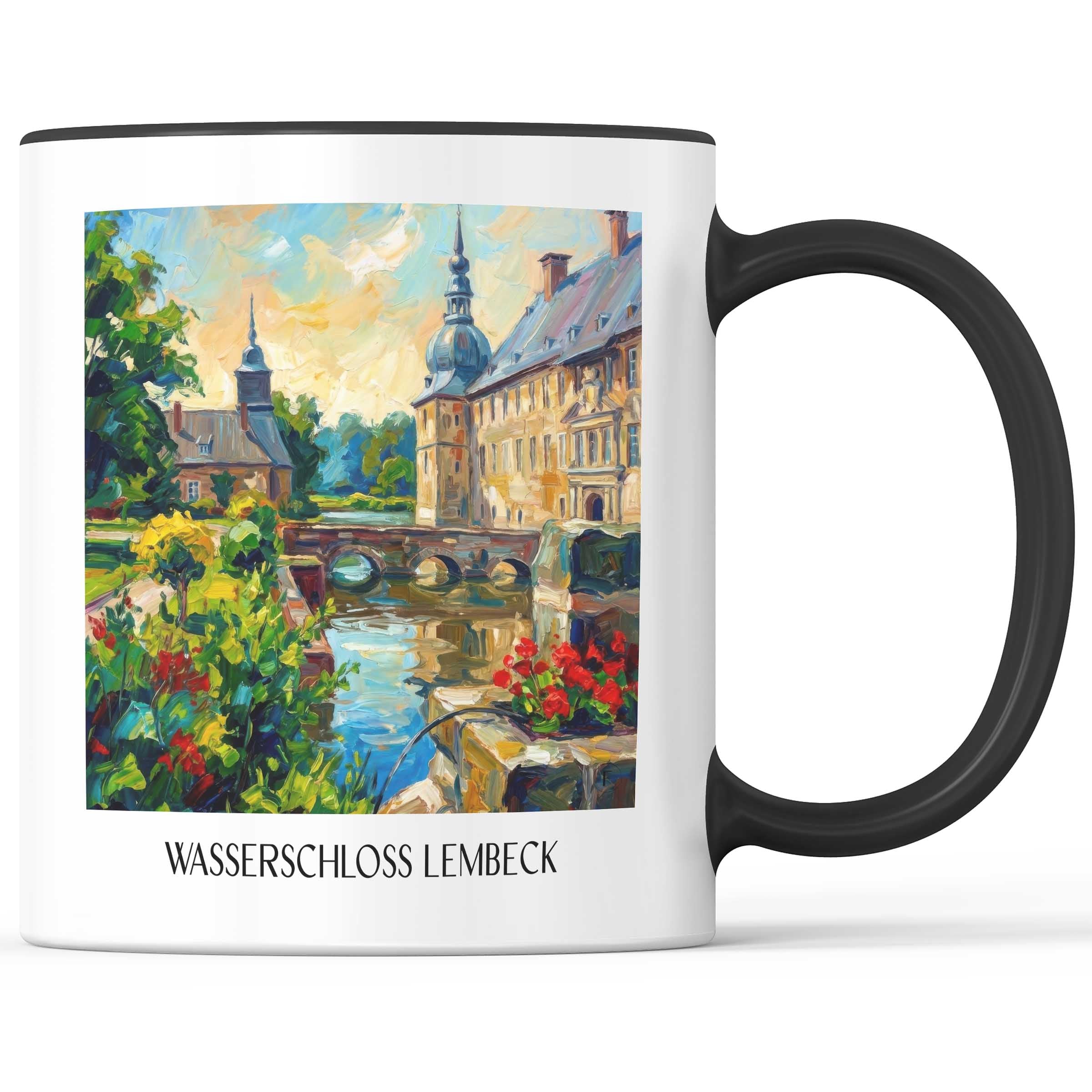 wasserschloss-lembeck-münsterland-deutschland-kaffeebecher-oil-painting-oelgemaelde