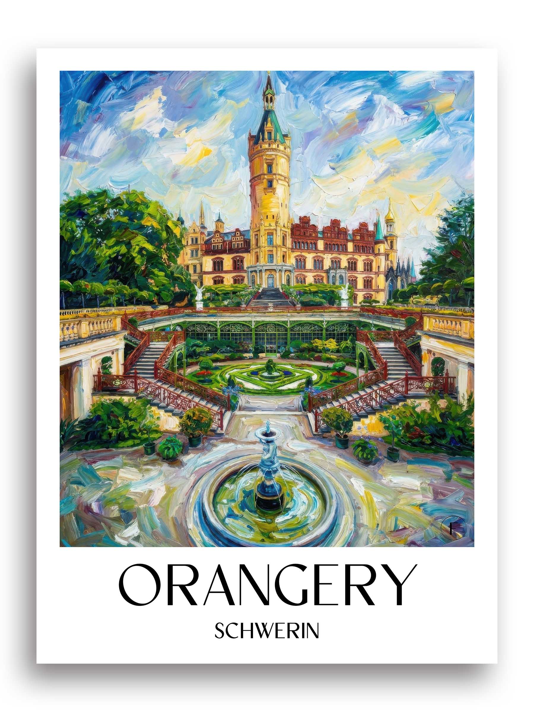Orangerie Poster - Schwerin - Deutschland Kunstdruck - Ölgemälde von A4 bis A1