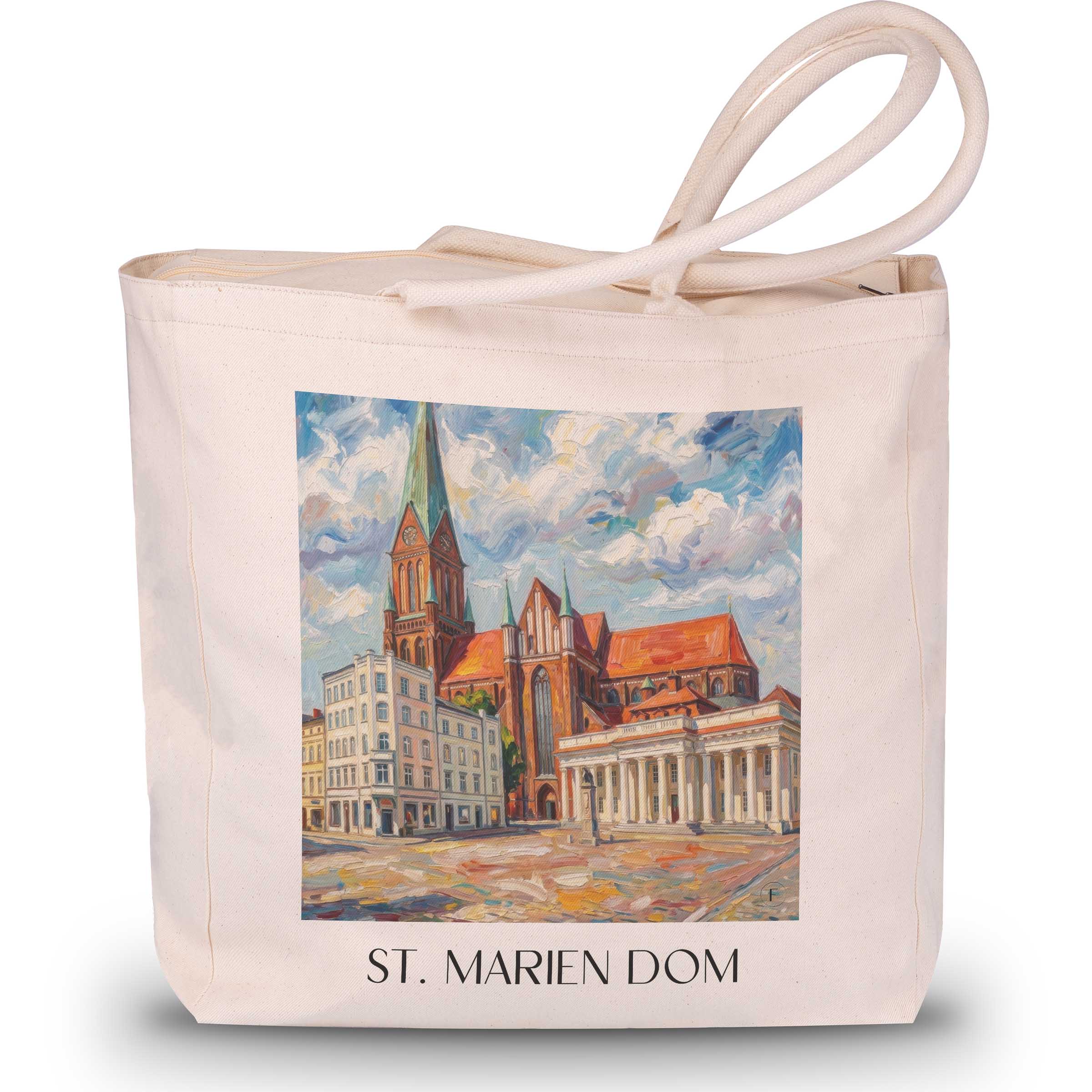 st.-marien-dom-schwerin-deutschland-einkaufstasche-oil-painting-oelgemaelde