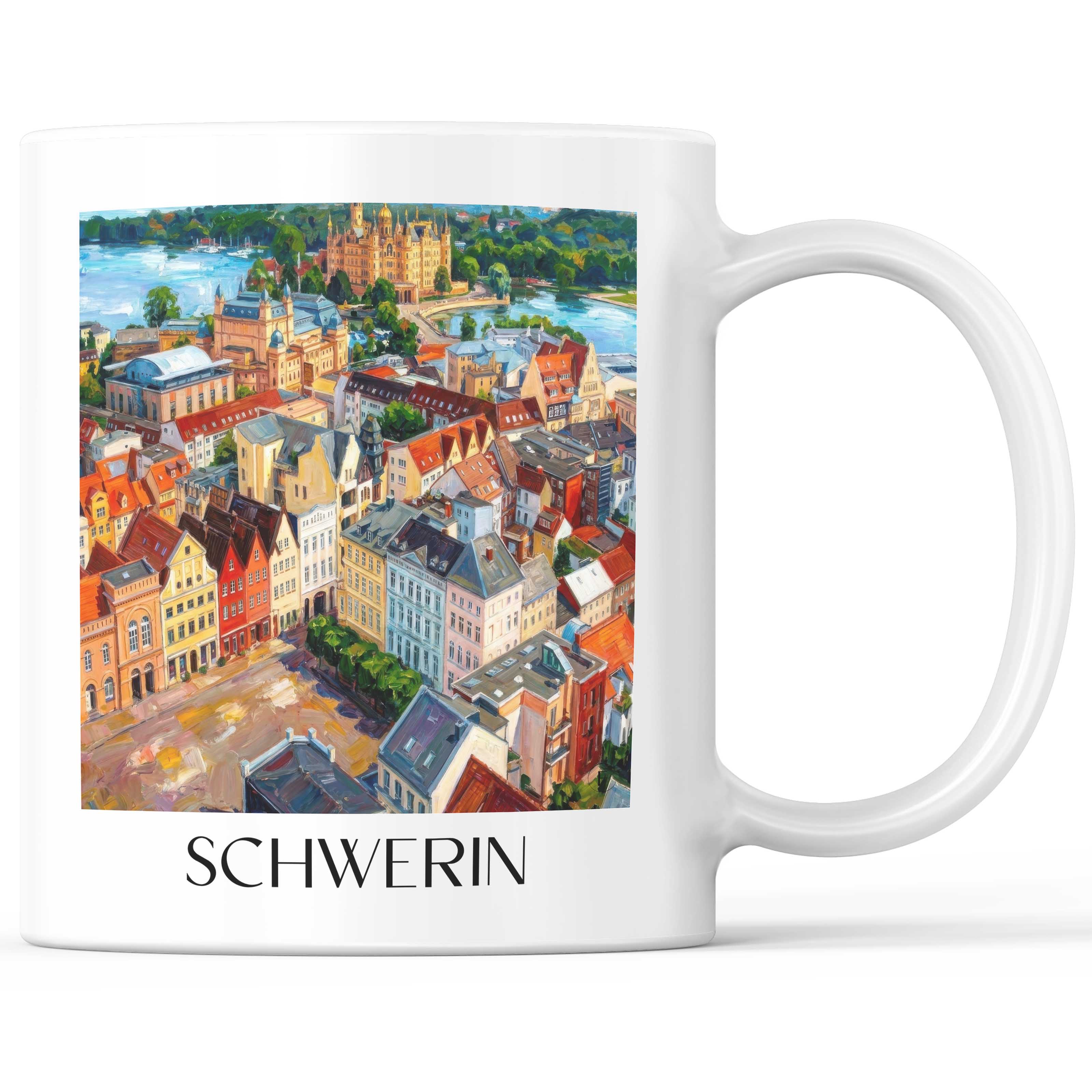 Schwerin Kaffeebecher - Mecklenburg - Deutschland Becher - Kaffeetasse im Ölgemälde Stil